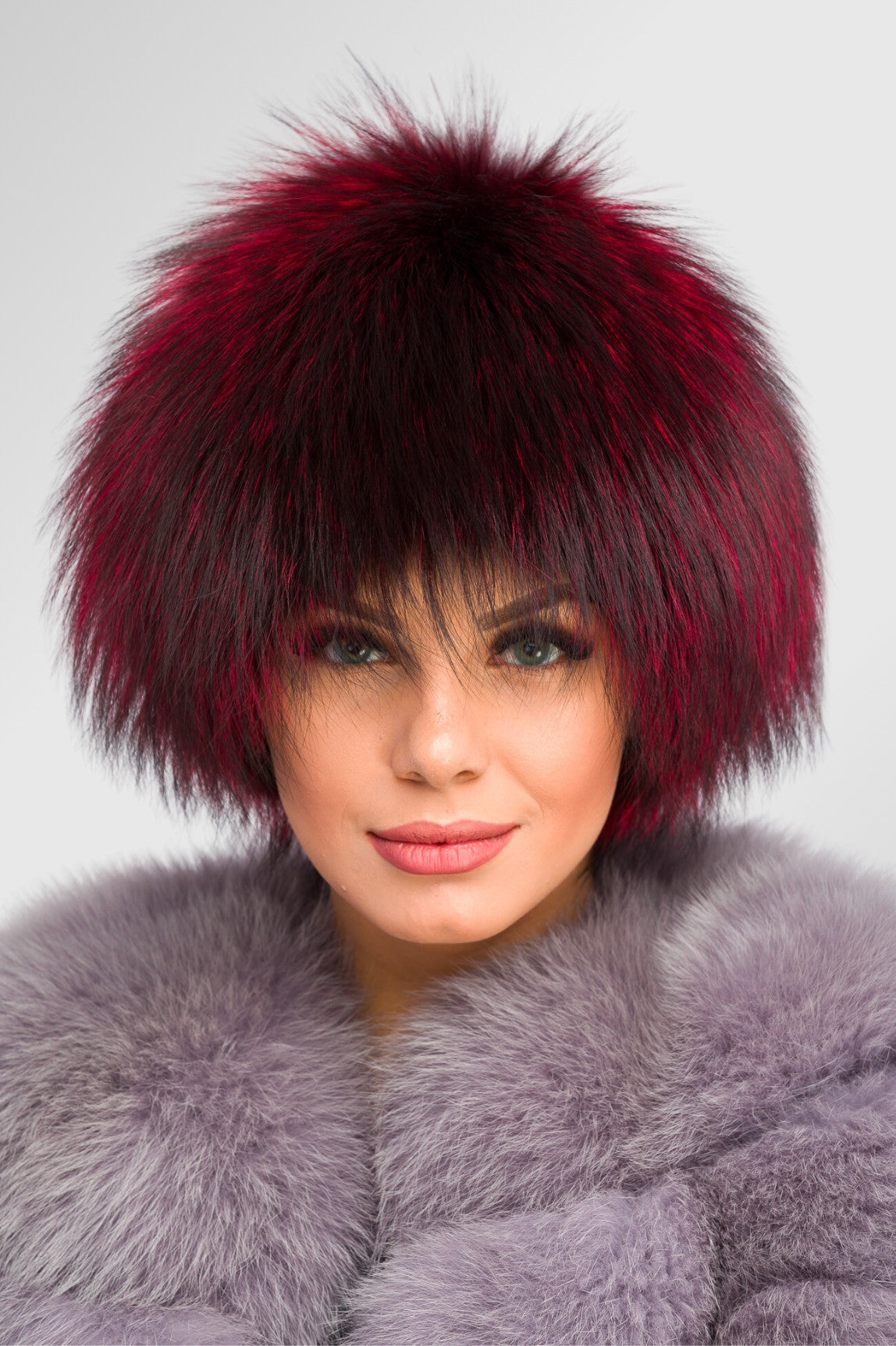 Fes din Blană Naturală de Vulpe, Femei, Burgundy 87
