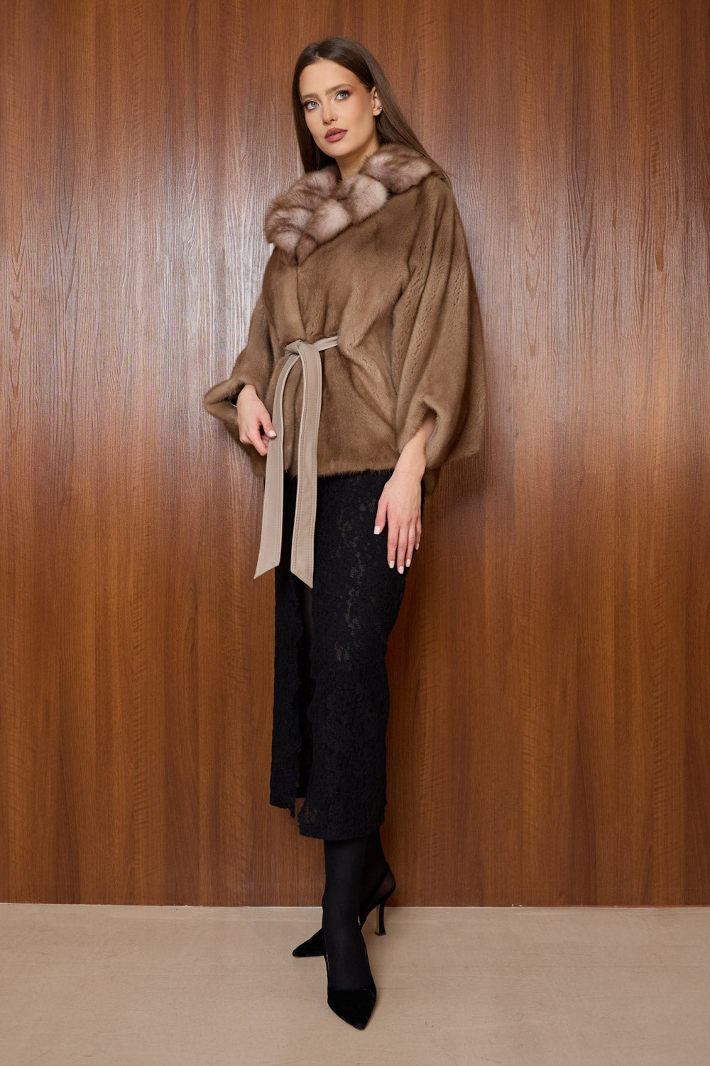 capa maro din blana naturala de vizon cu guler, Mareus