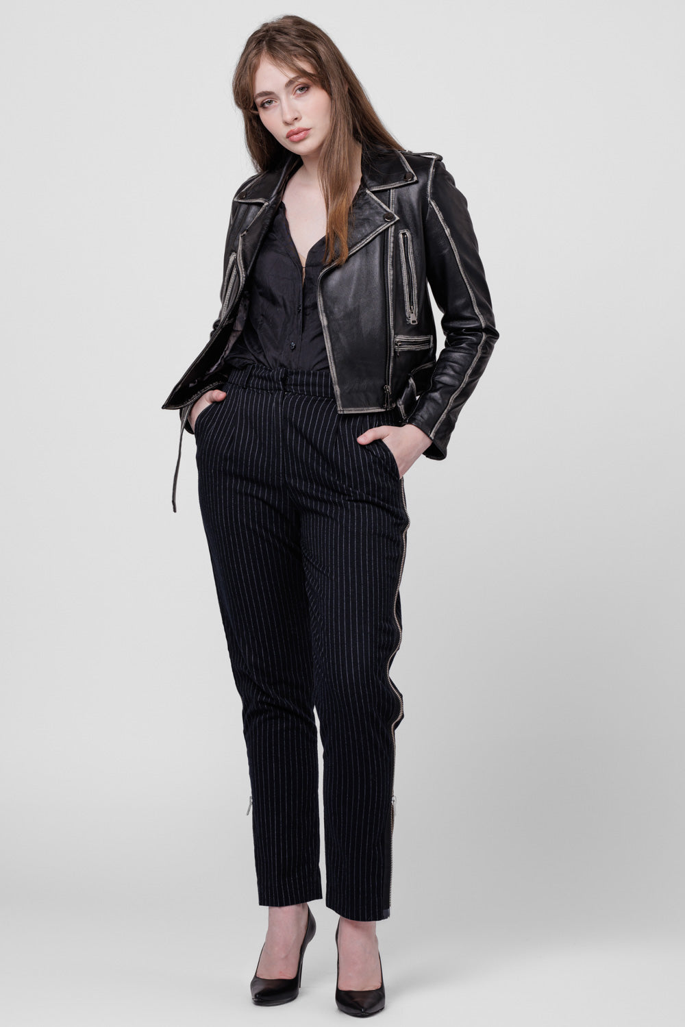 Genuine Leather Jacket, Vintage Look, Women, Sable 126