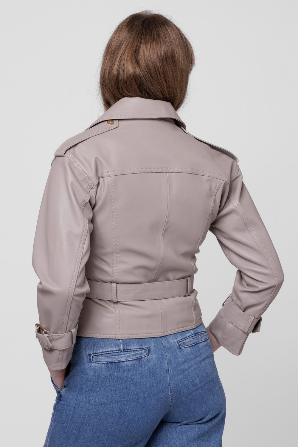 Genuine Leather Jacket, Women, Ivory 133