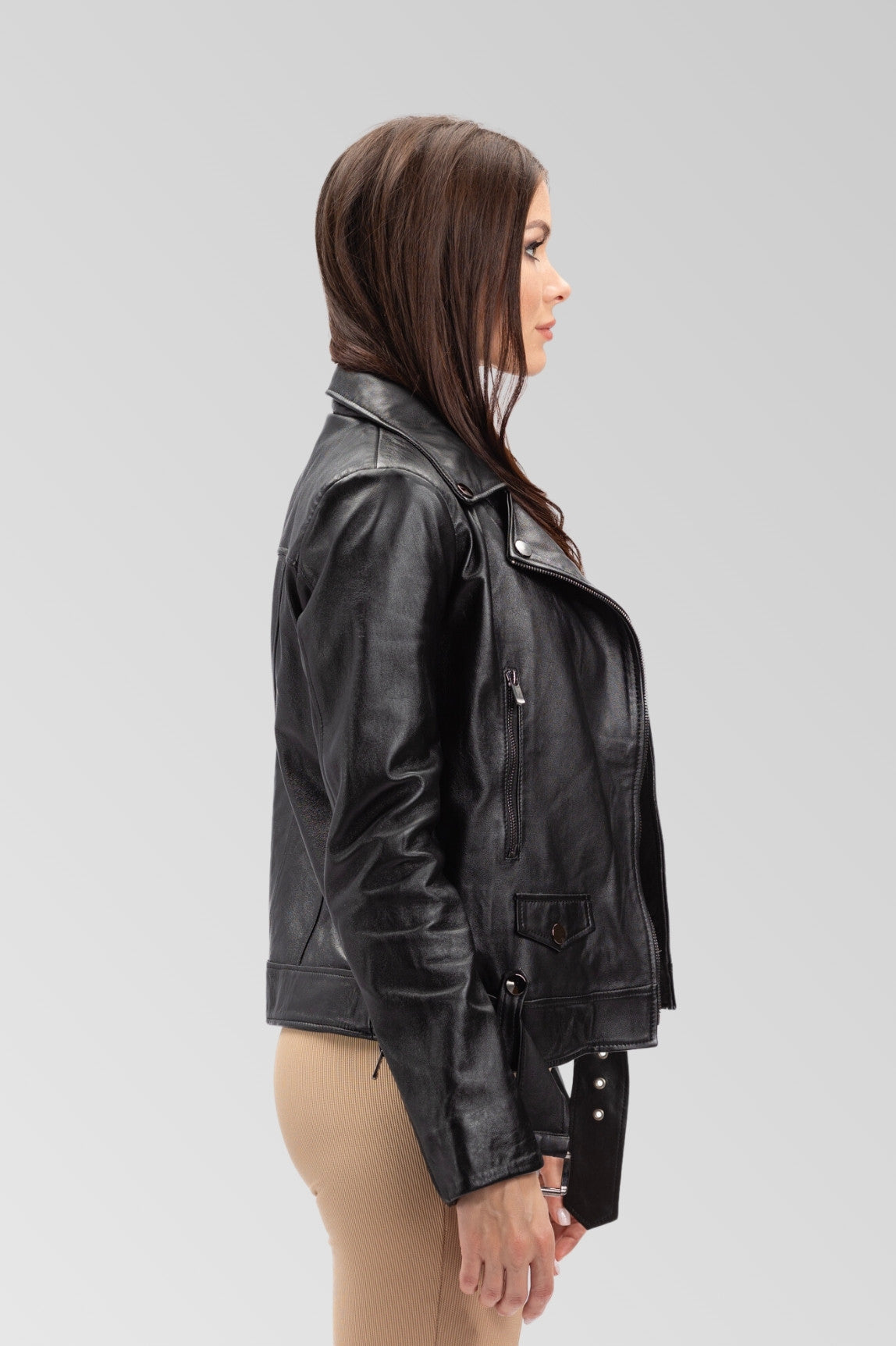 Genuine Leather Jacket, Women, Obsidian 134