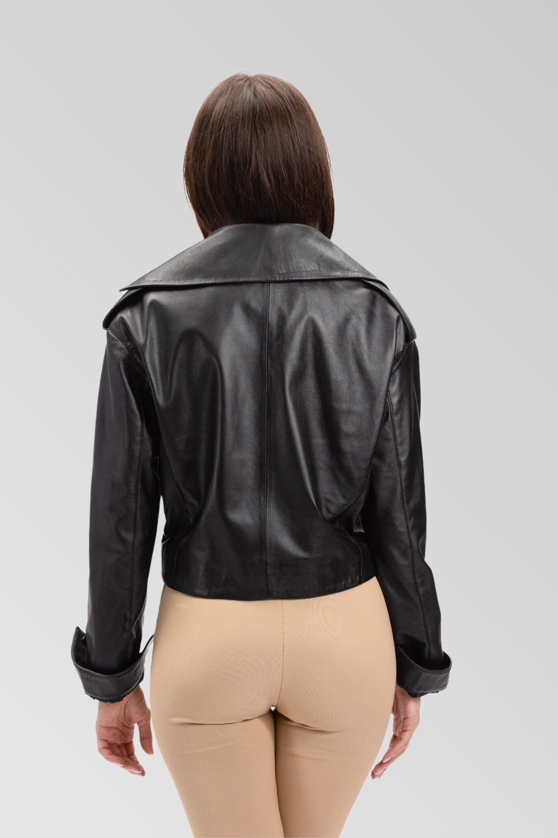 Genuine Leather Jacket, Oversized, Women, Obsidian 139