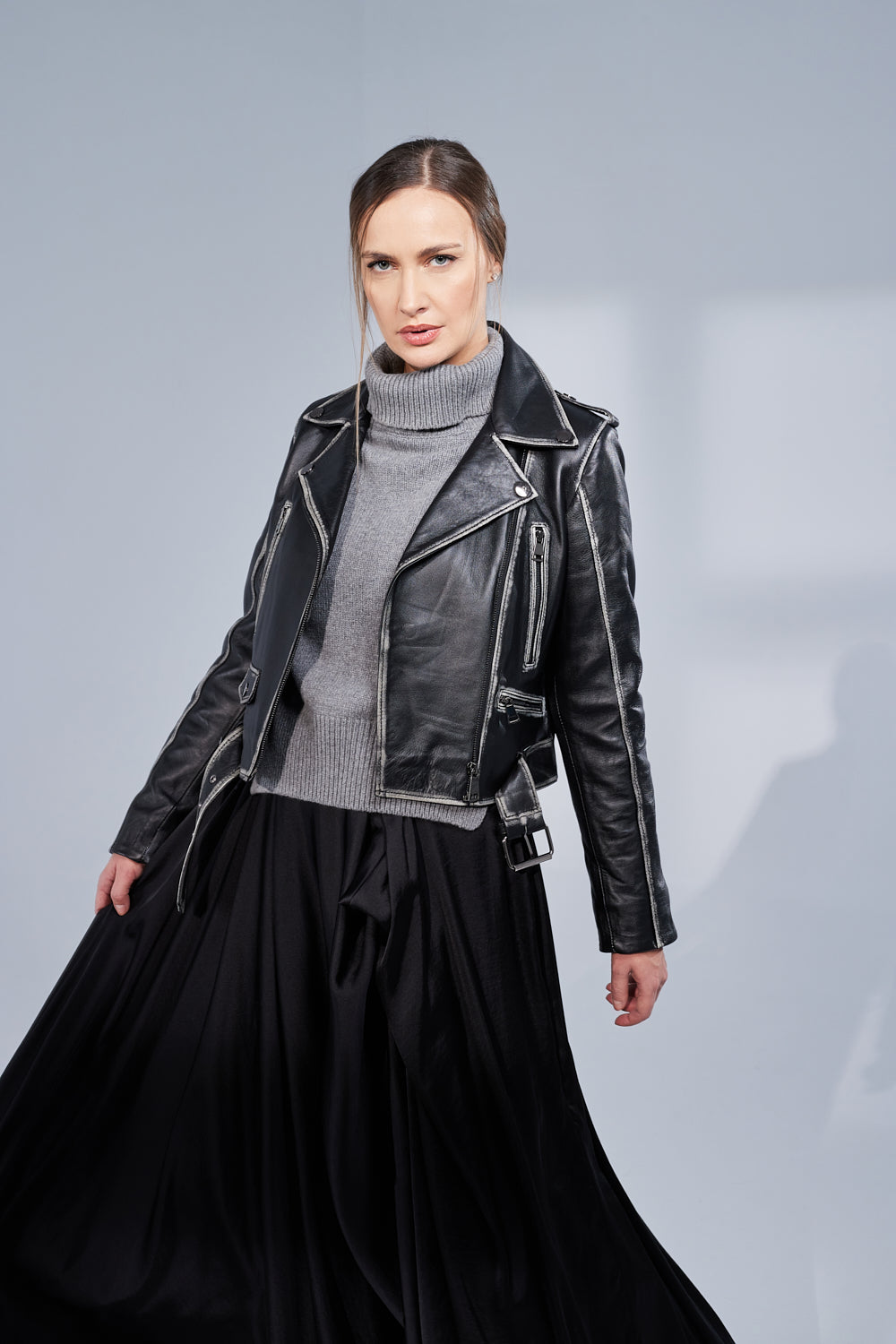 Genuine Leather Jacket, Vintage Look, Women, Sable 126