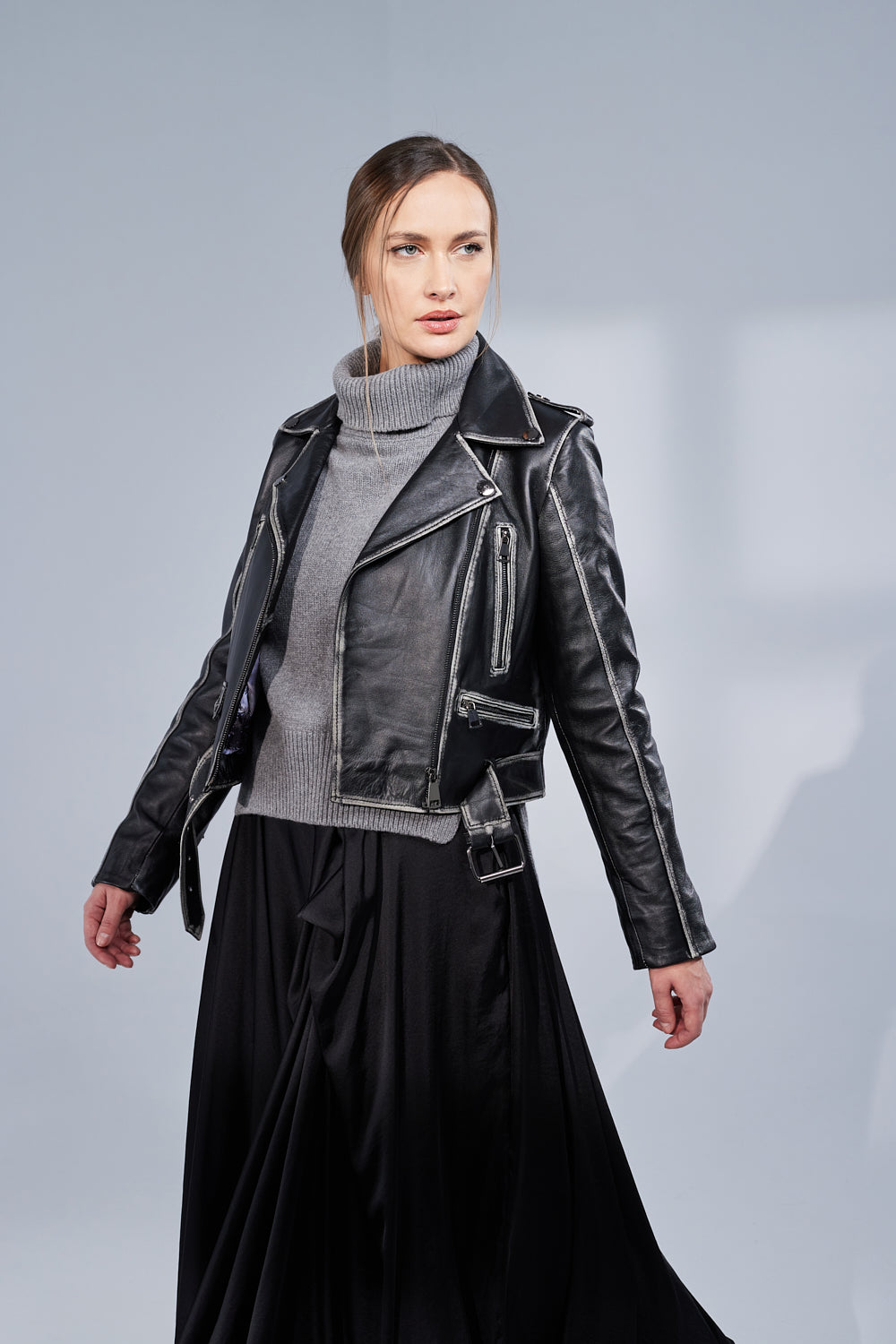 Genuine Leather Jacket, Vintage Look, Women, Sable 126