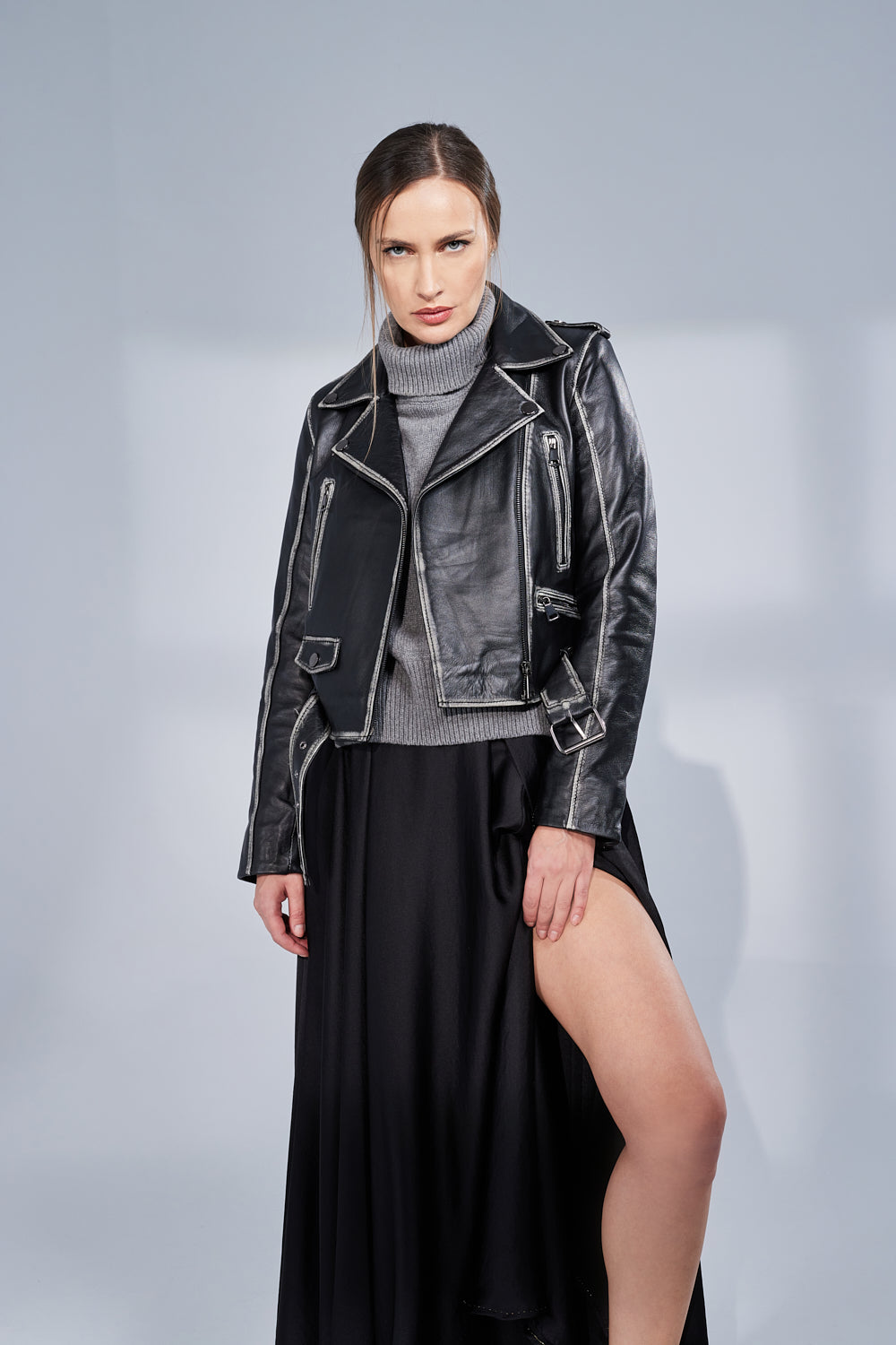 Genuine Leather Jacket, Vintage Look, Women, Sable 126
