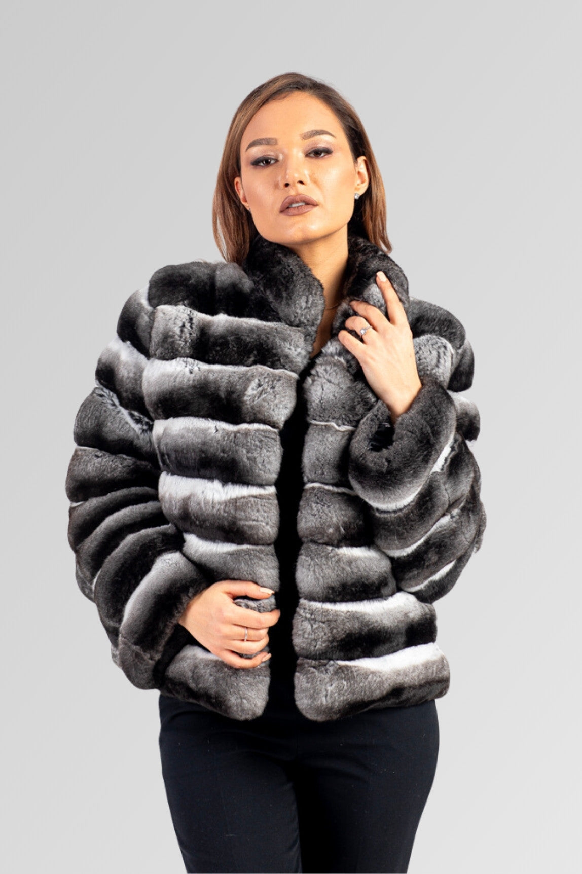 Women's hot sale chinchilla coat