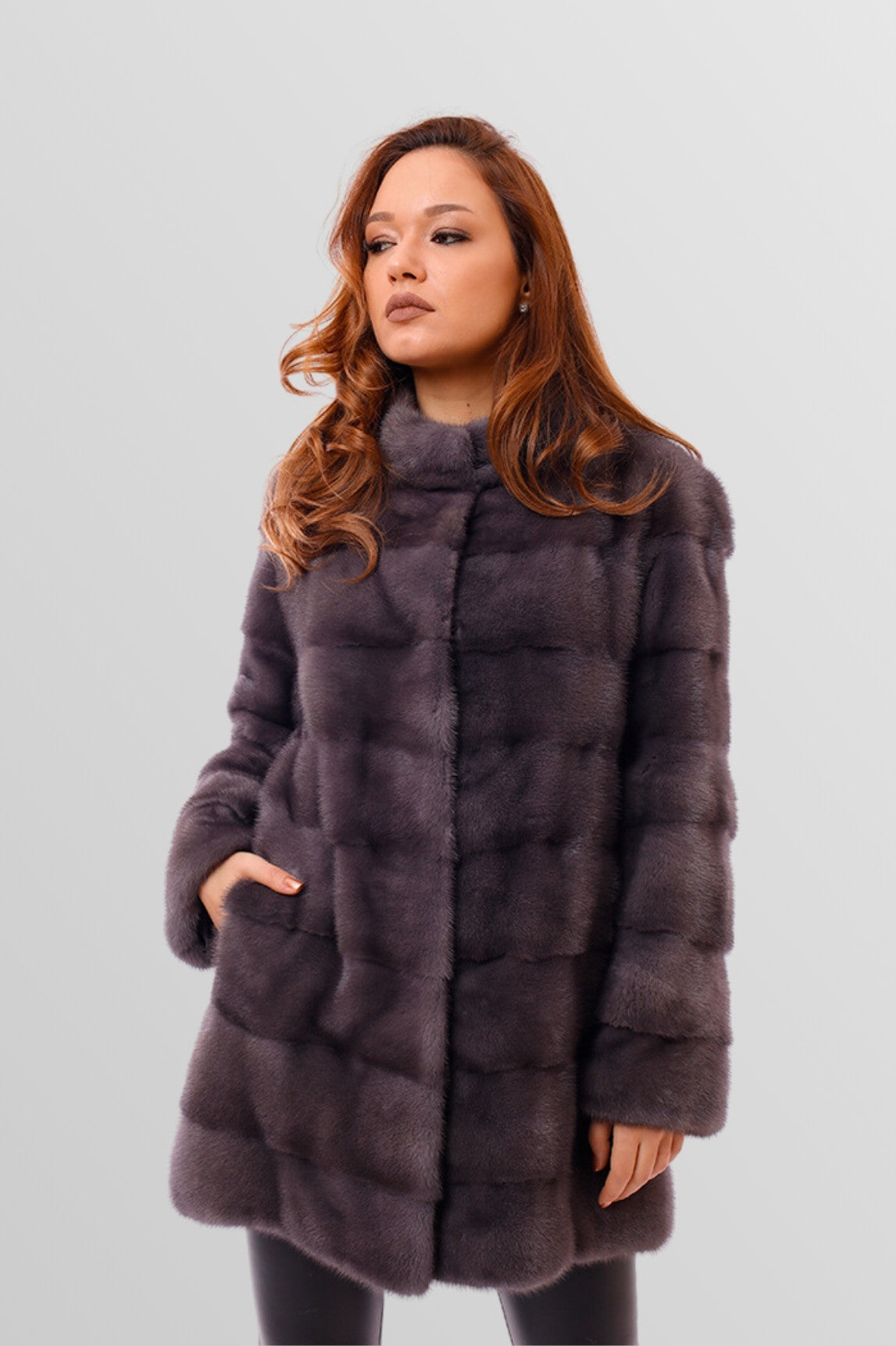 Women's Natural Mink Fur Coat, Graphite 215