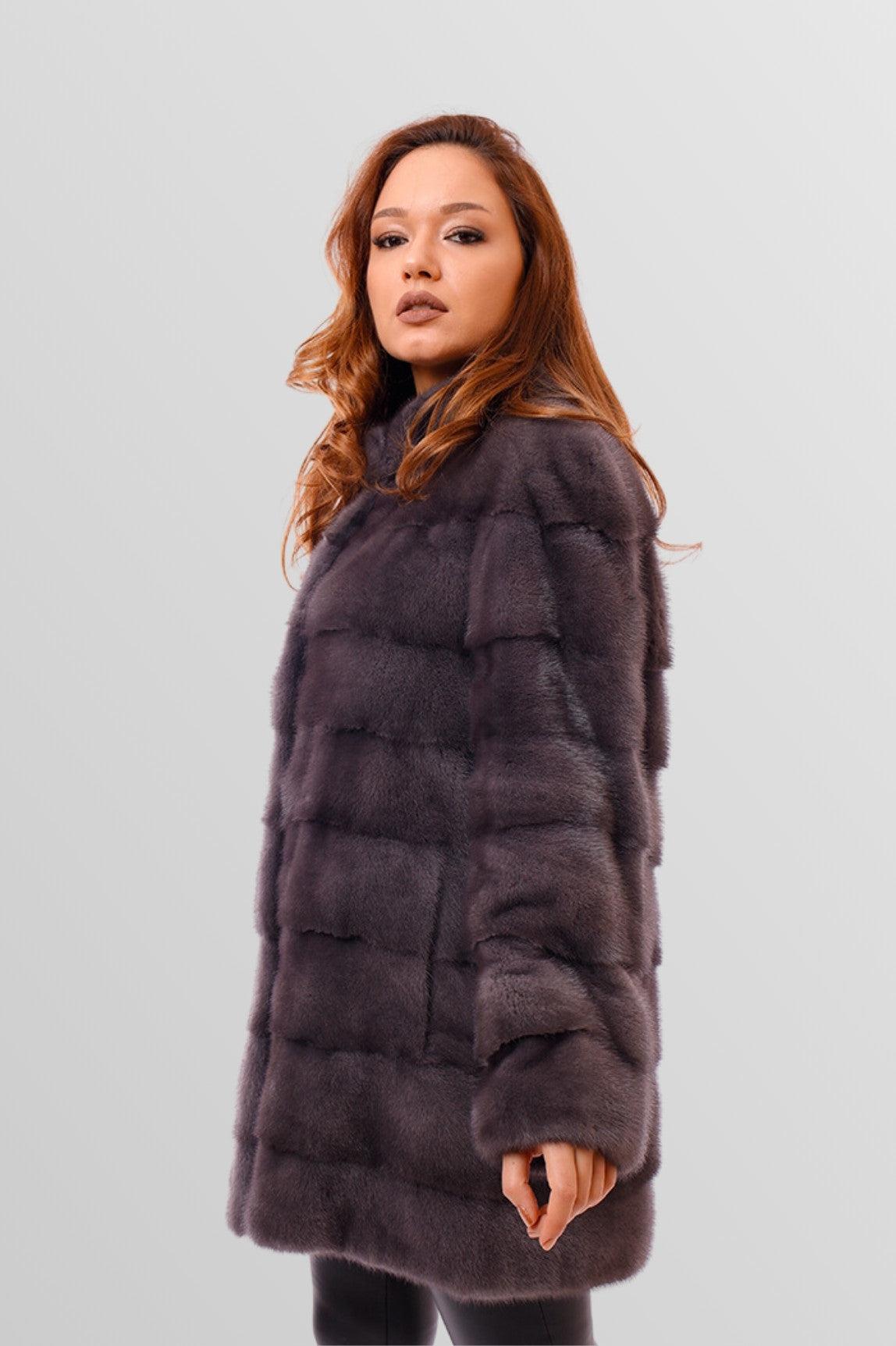 Women's Natural Mink Fur Coat, Graphite 215