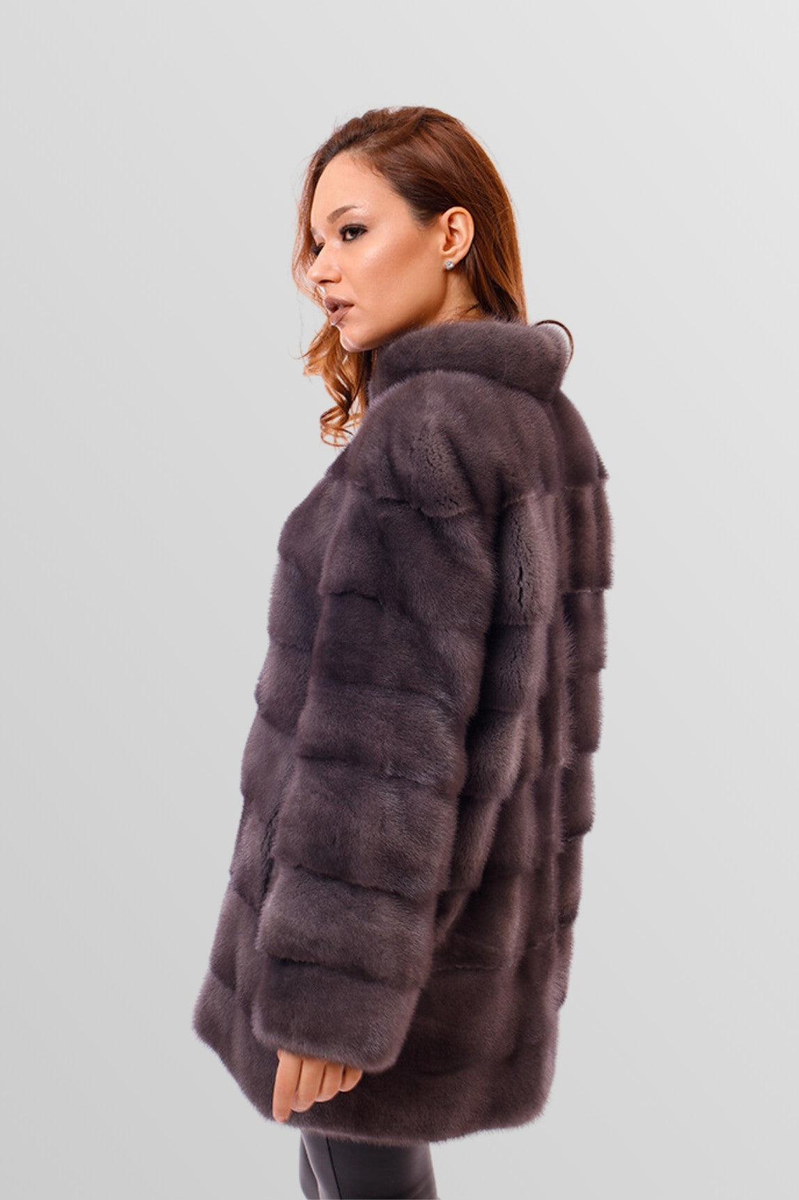 Women's Natural Mink Fur Coat, Graphite 215