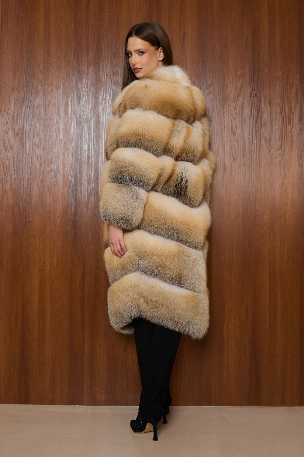 haina blana naturala vulpe lunga gold Mareus