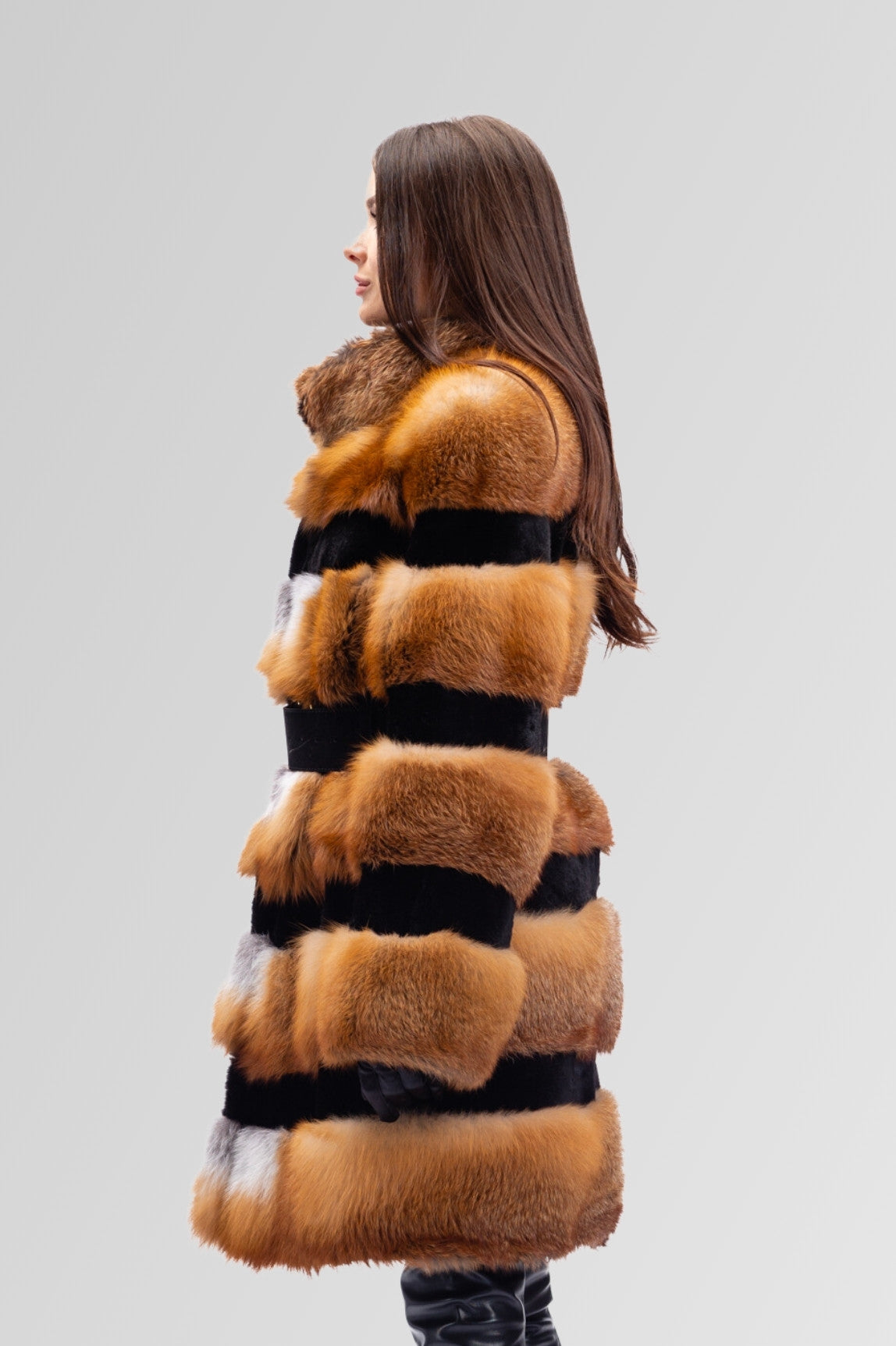 Women's Convertible Natural Canadian Fox Fur Coat, Brown Frost 245