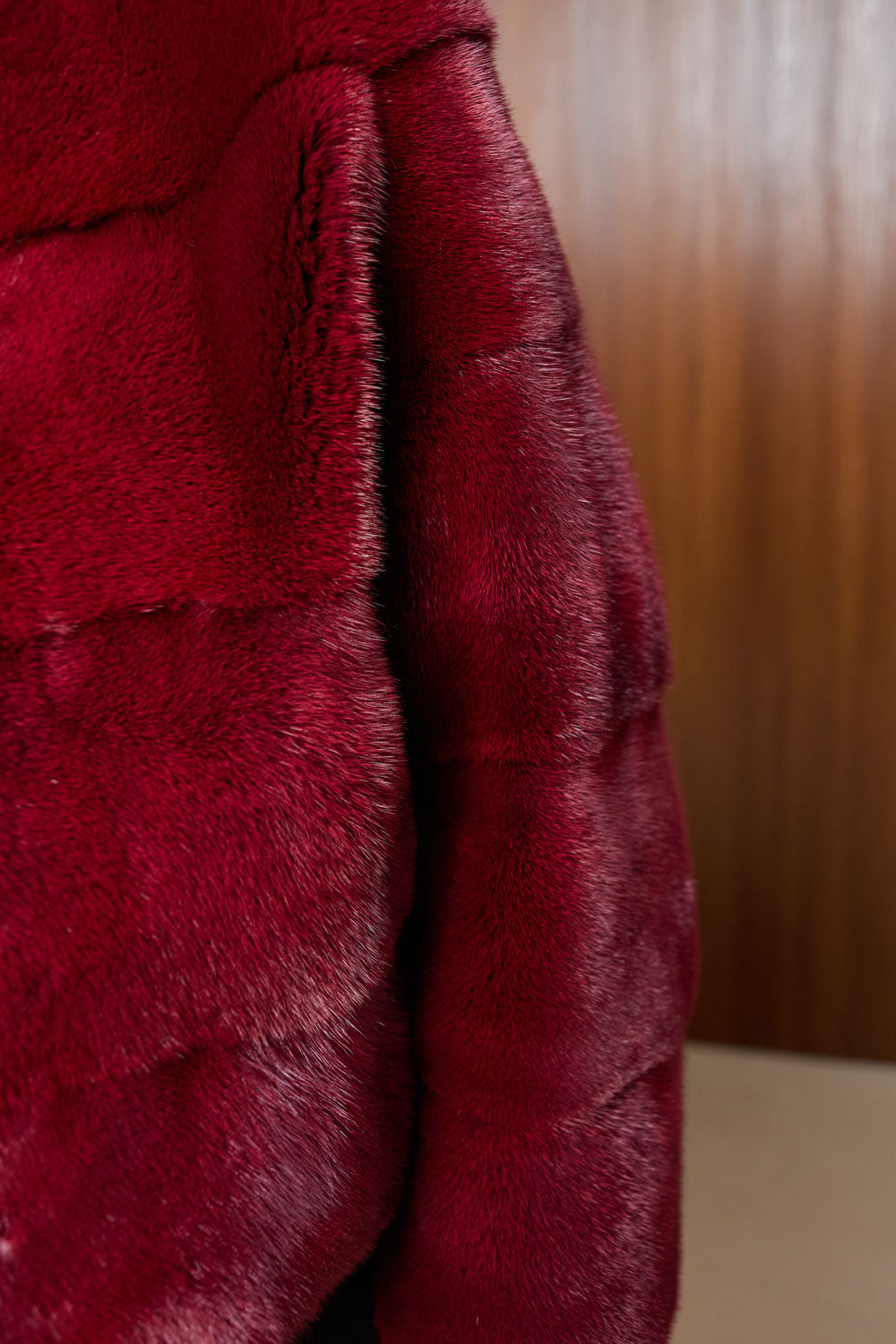 Haina din Blana Naturala de Vizon, Burgundy Velvet 507