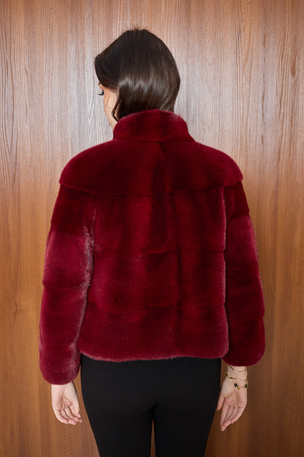 Haina din Blana Naturala de Vizon, Burgundy Velvet 507