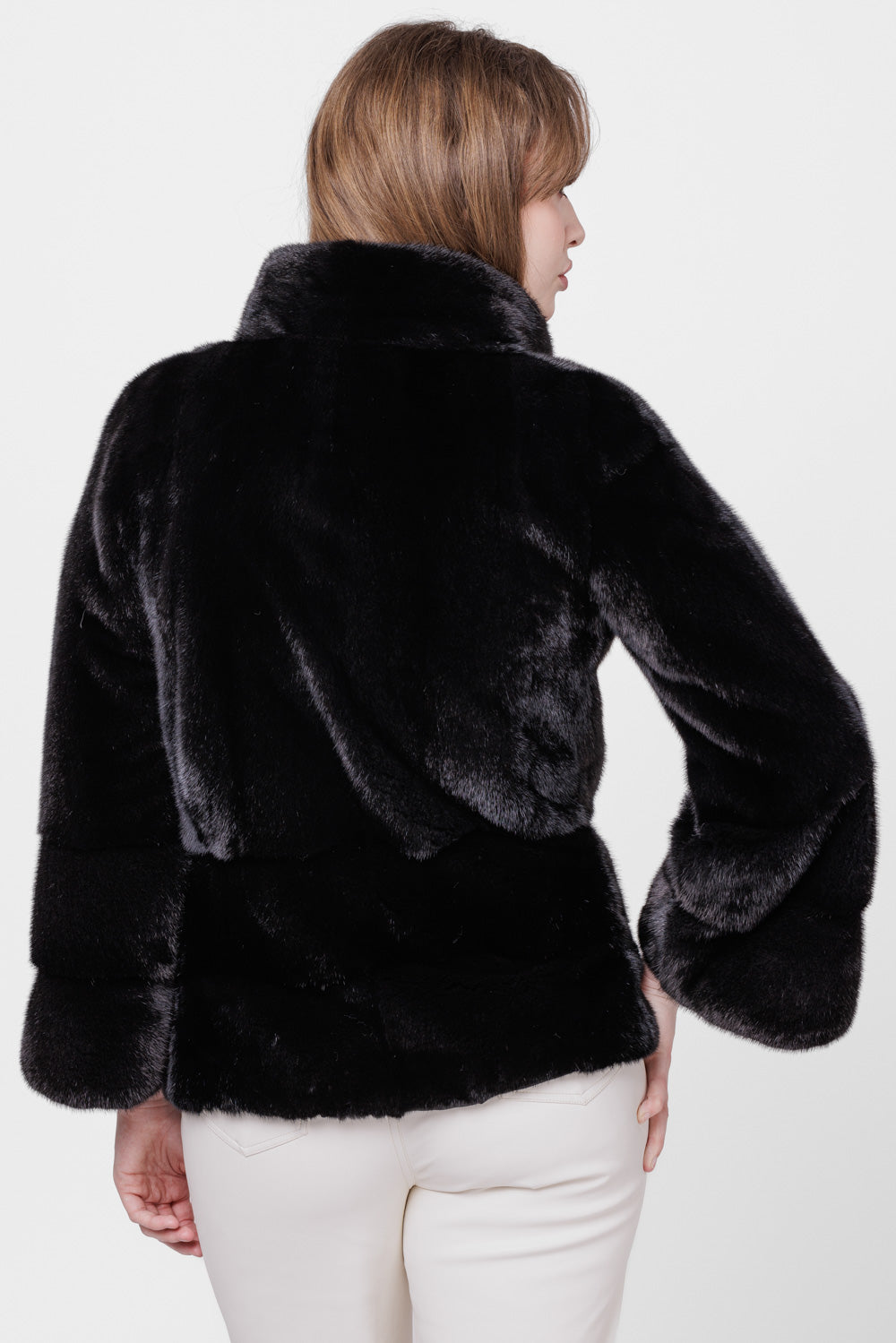 Natural Mink Fur Coat, Bell Sleeve, Women, Diamond 226