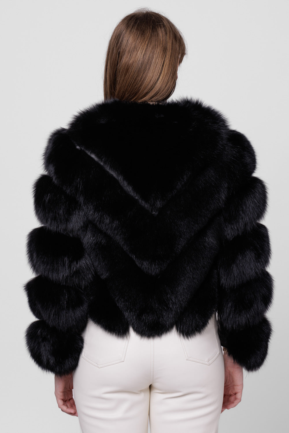 Natural Fox Fur Coat, V Model, Convertible, Women, Sable 276