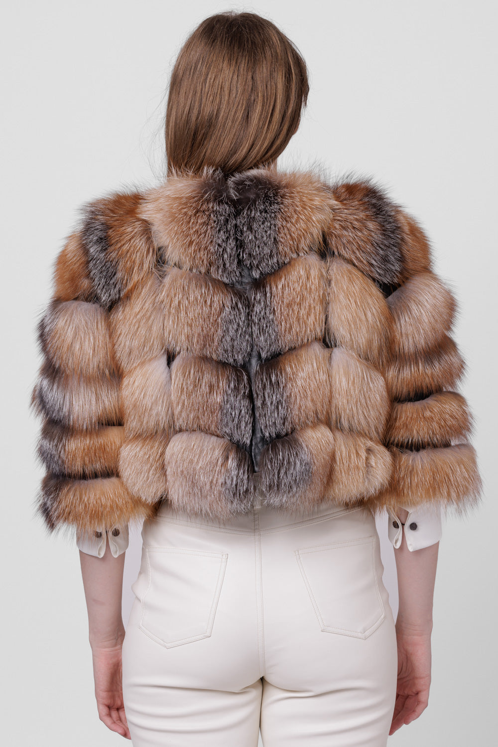 Natural Polar Fox Fur Coat, Short, Women, Brown Frost 246