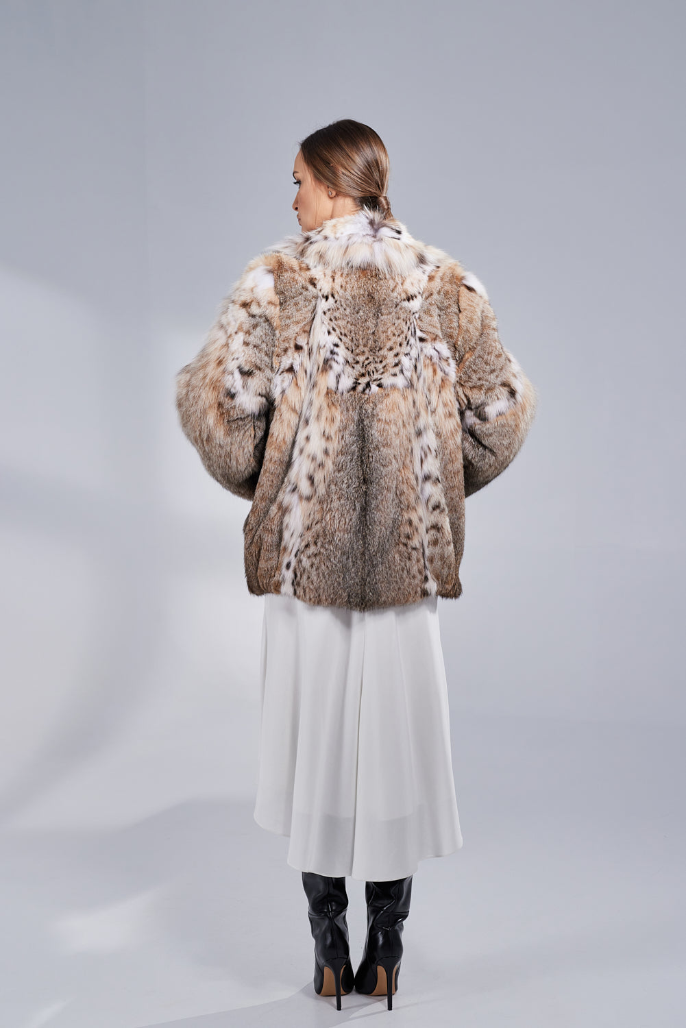 Natural Lynx Fur Coat, Women, Pastel 160