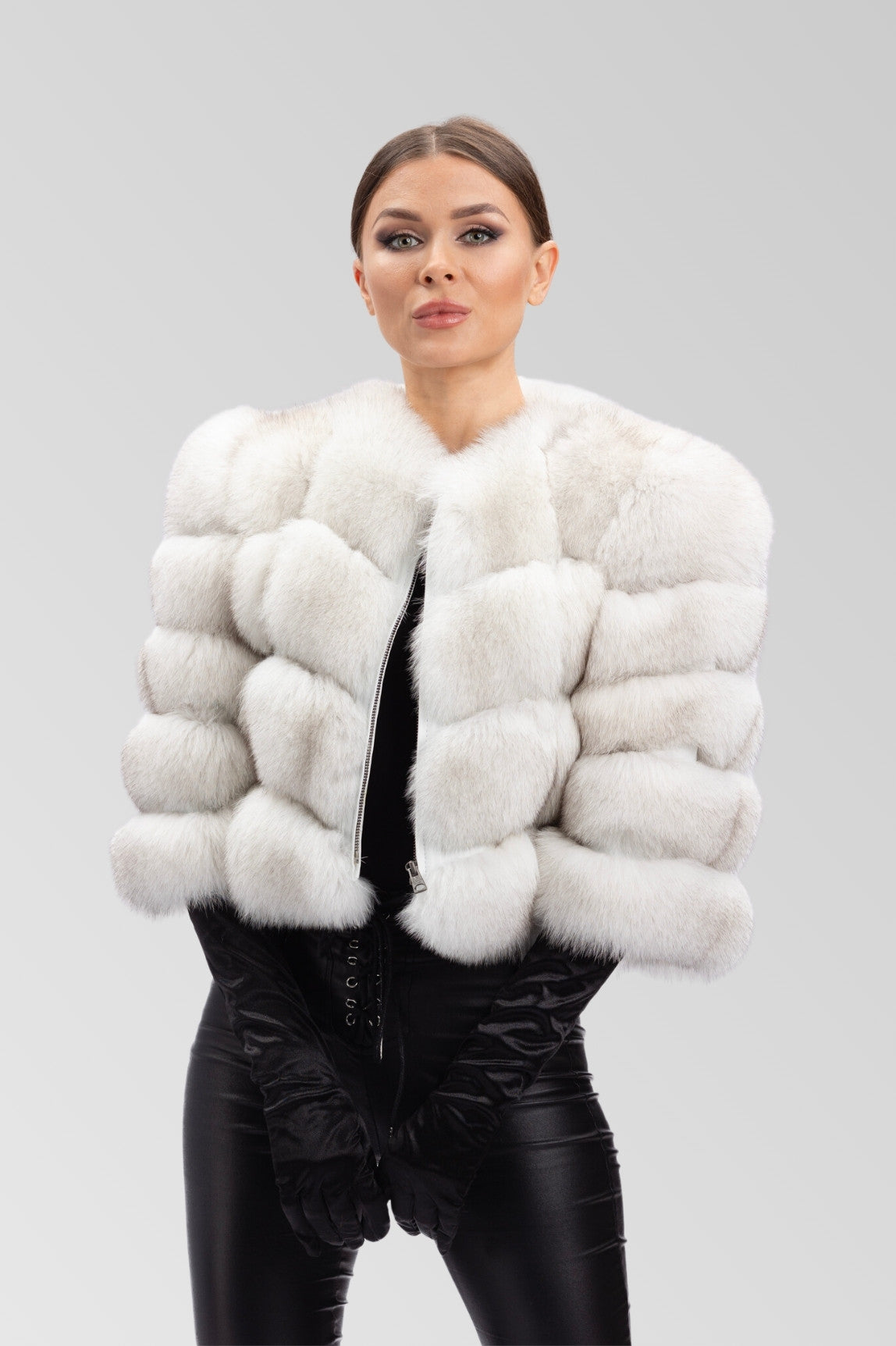 Natural Polar Fox Fur Coat, Short, Women, Natural 247