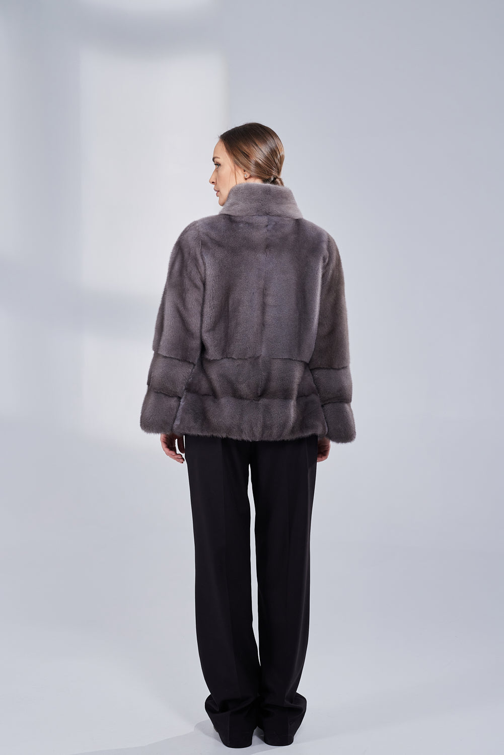 Natural Mink Fur Coat, Women, Anthracite 209