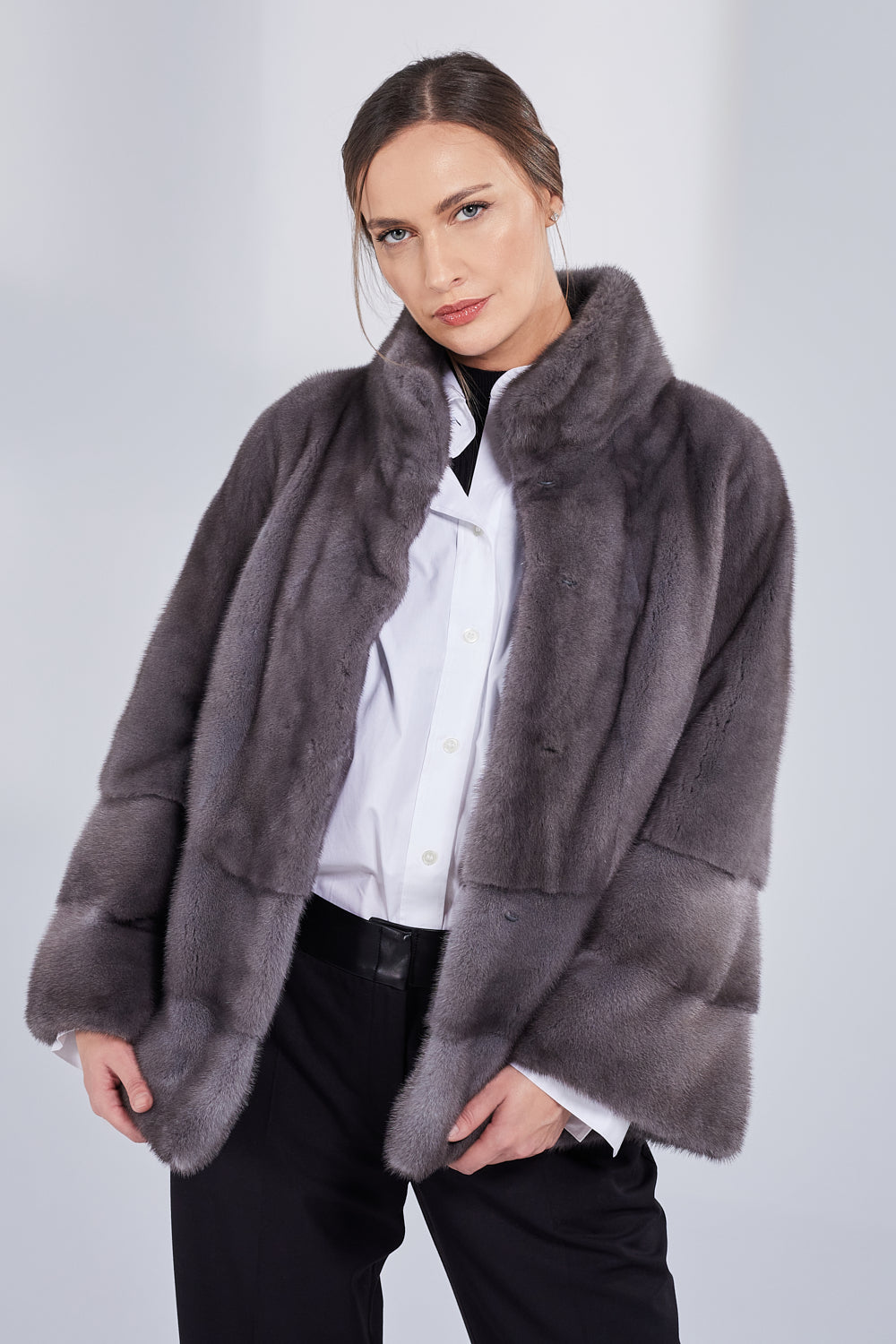 Natural Mink Fur Coat, Women, Anthracite 209