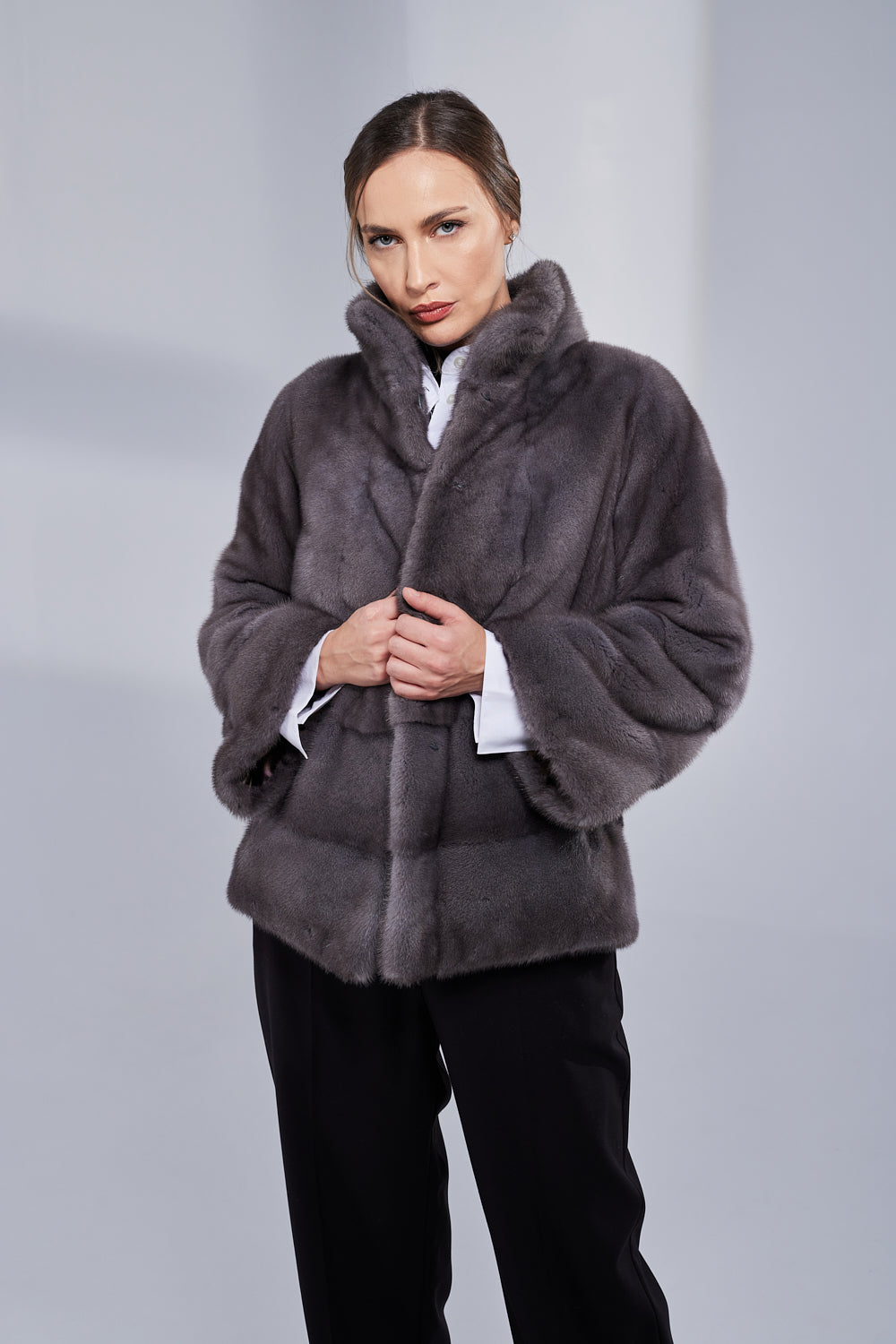 Natural Mink Fur Coat, Women, Anthracite 209