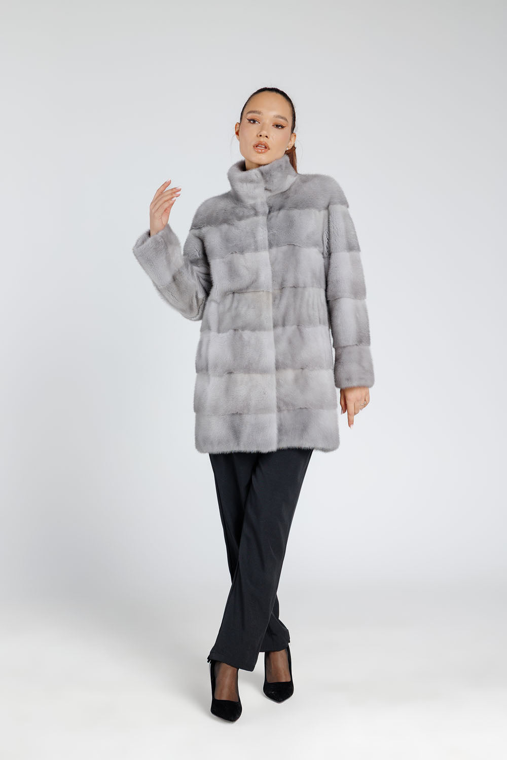 Natural Mink Fur Coat, Women, Sapphire MAREUS