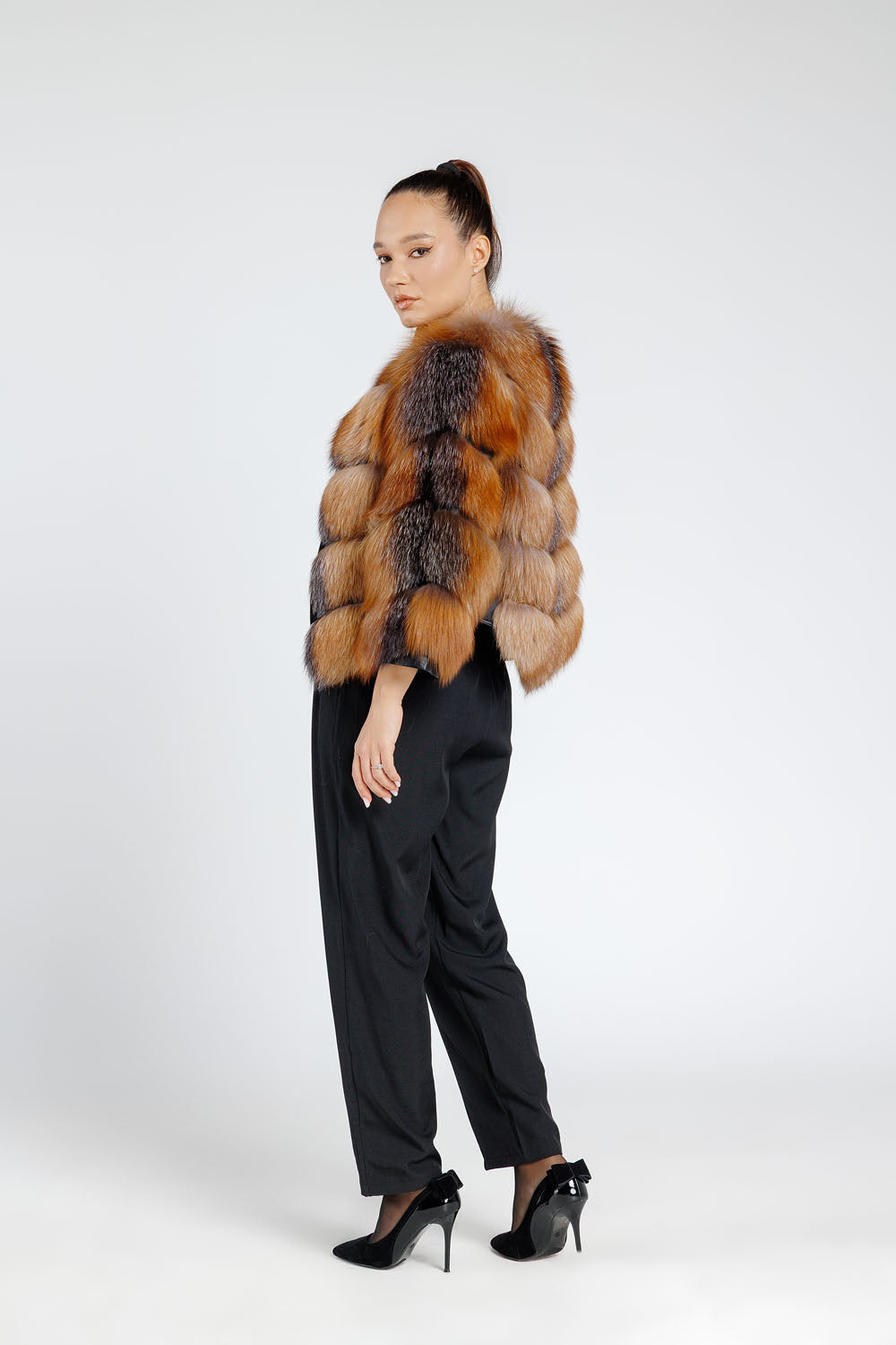Natural Fox Fur Coat, Women, Brown Frost 260