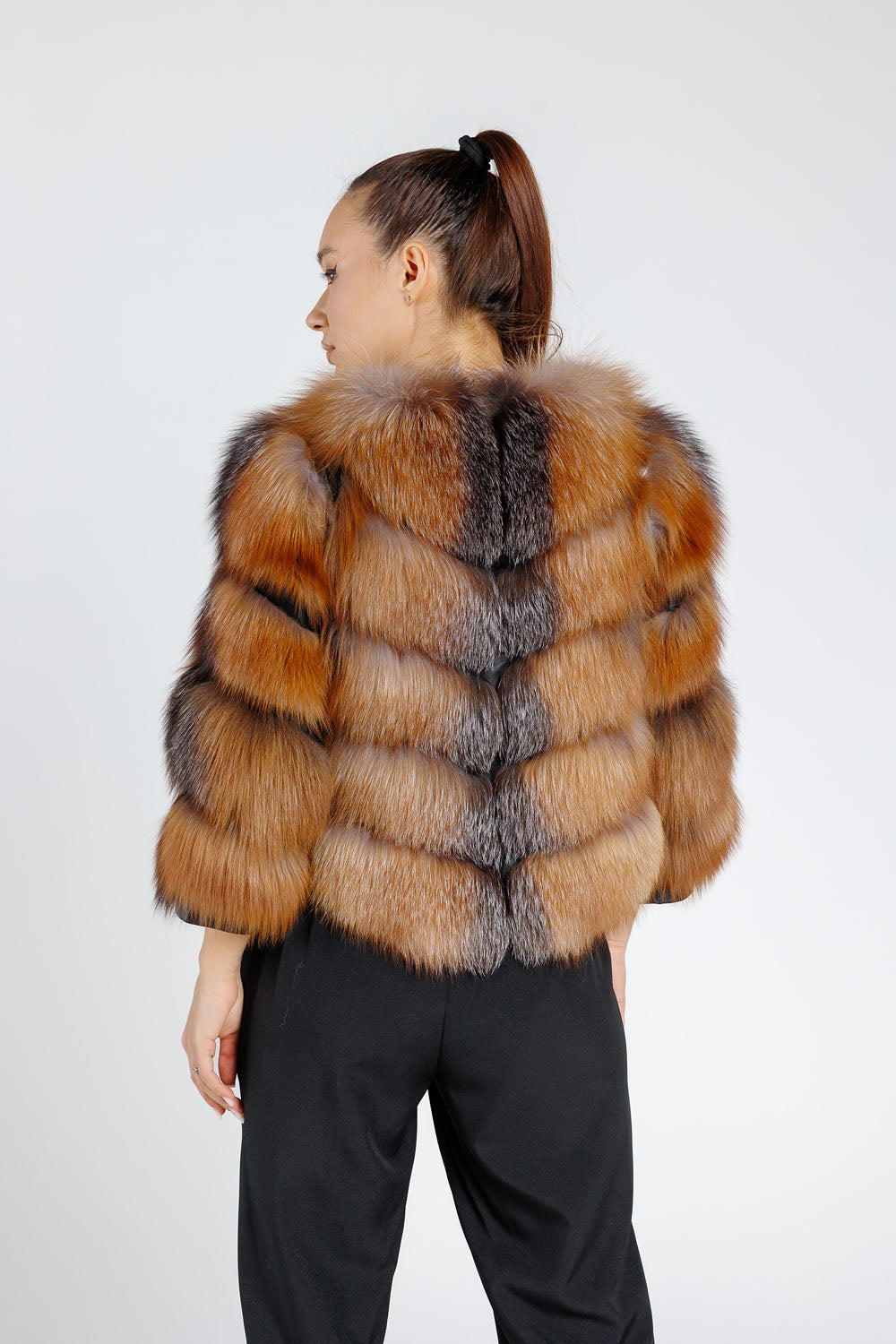 Natural Fox Fur Coat, Women, Brown Frost 260