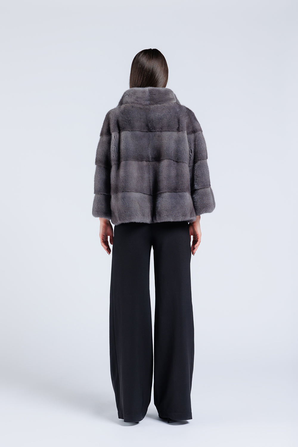 Natural Mink Fur Coat, Women, Silver Blue