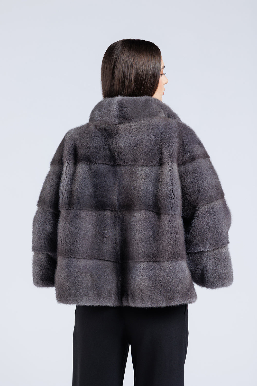 Natural Mink Fur Coat, Women, Silver Blue