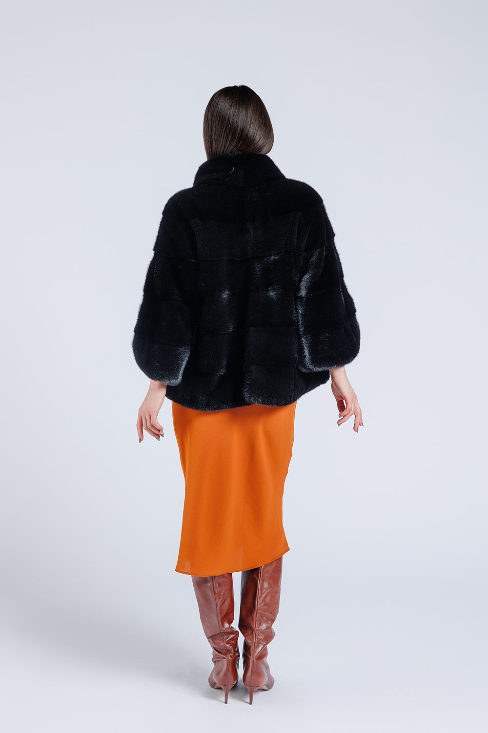 Natural Mink Fur Coat, Women, Silver Blue