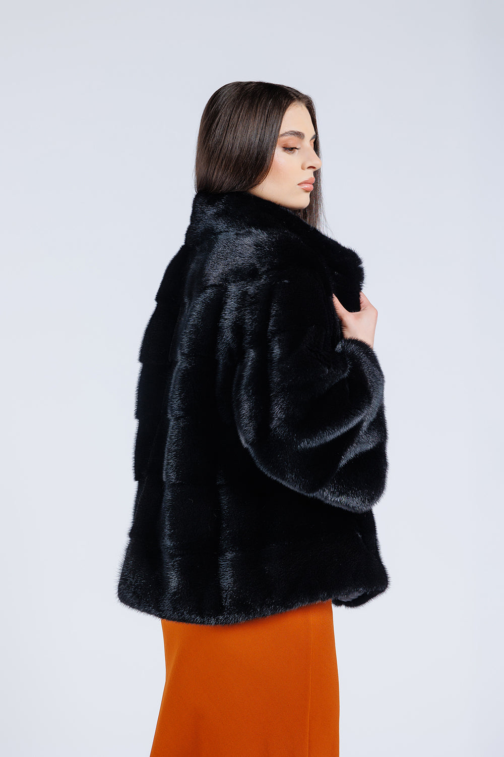 Natural Mink Fur Coat, Women, Silver Blue