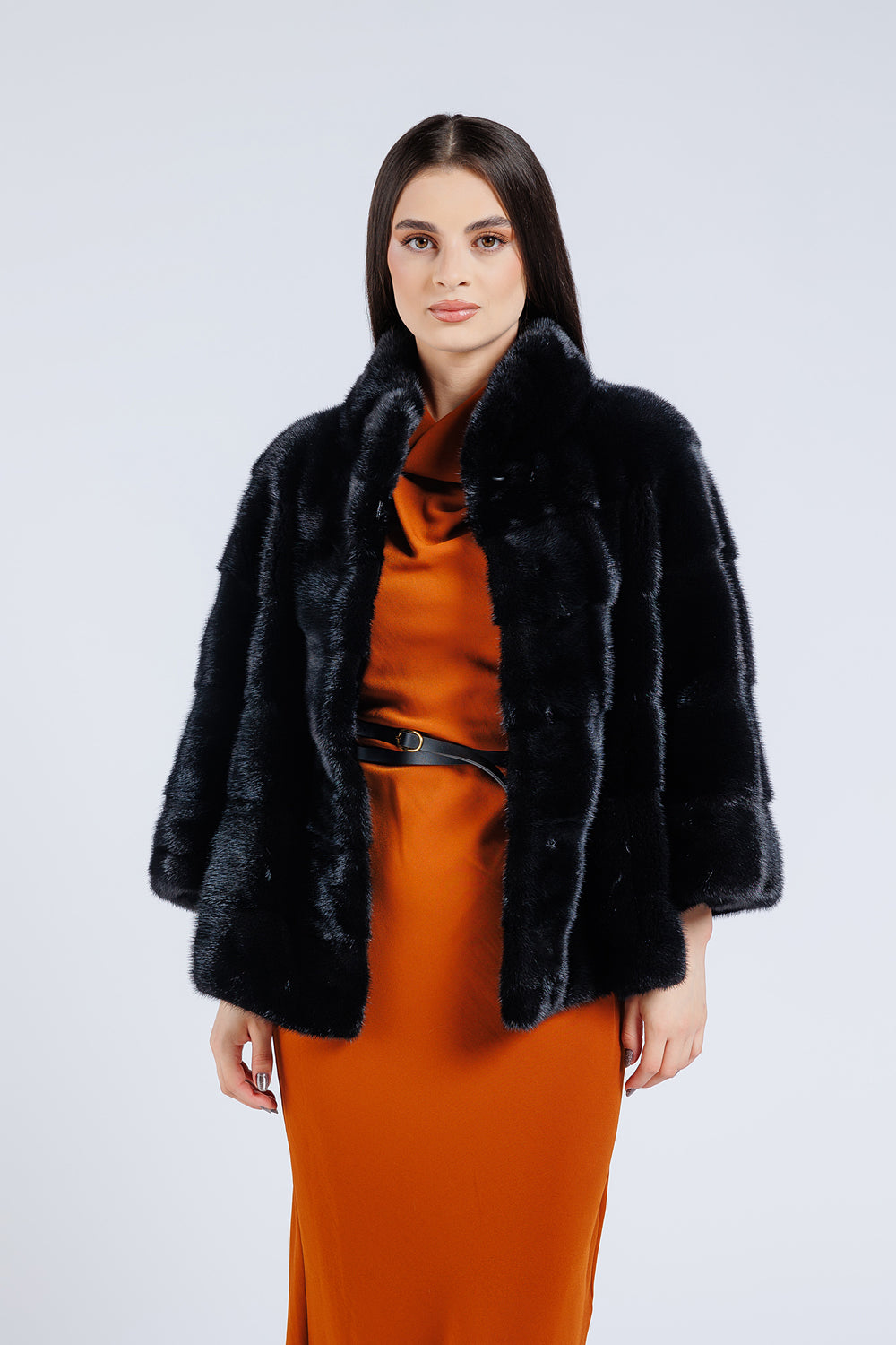 Natural Mink Fur Coat, Women, Silver Blue