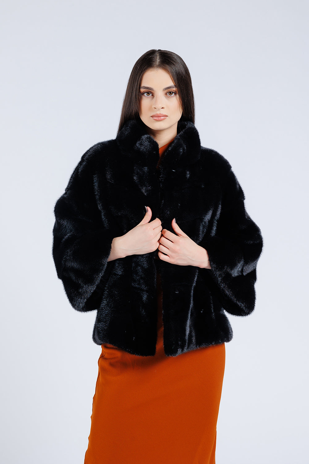 Natural Mink Fur Coat, Women, Silver Blue