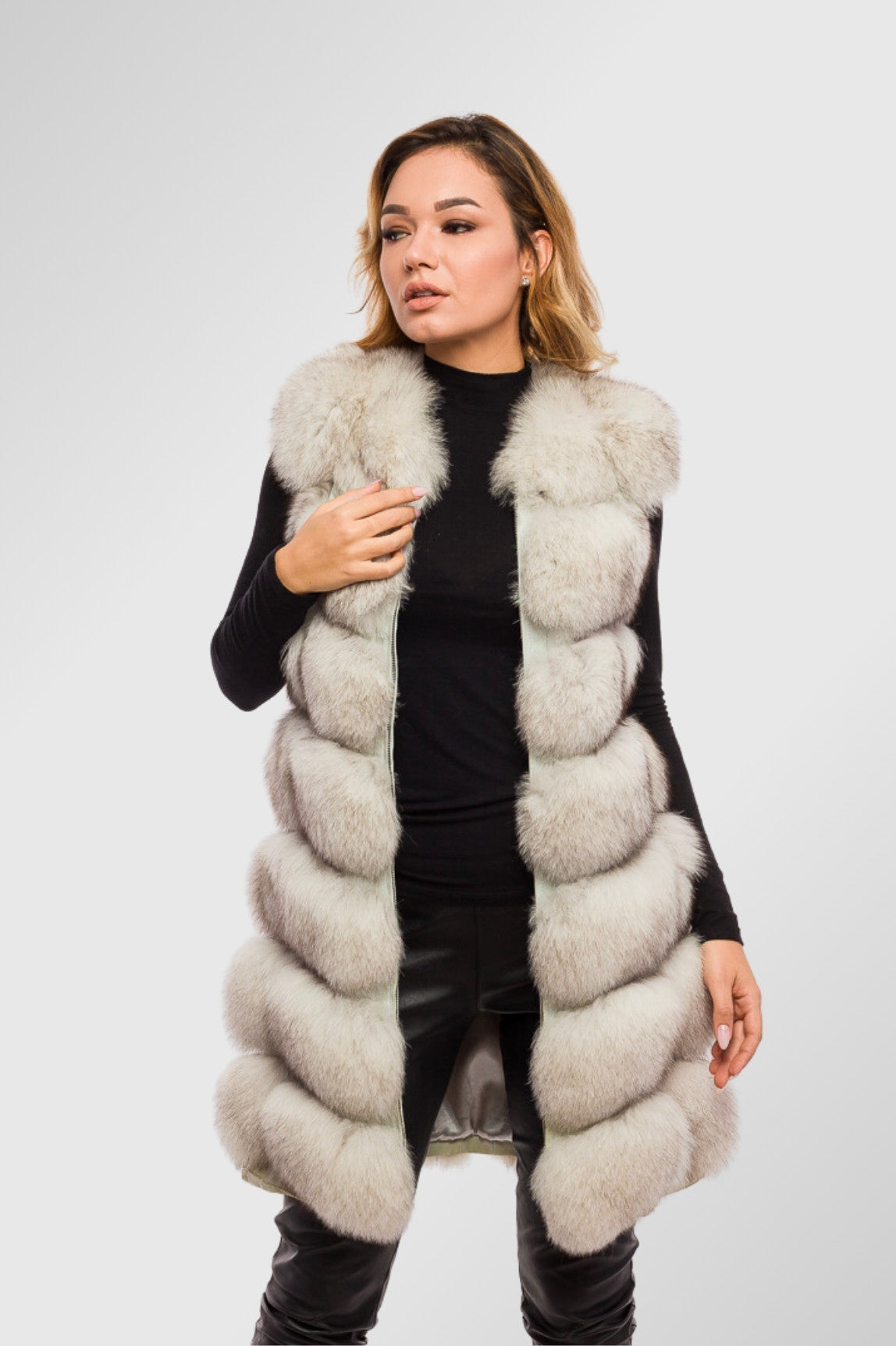 Vestă din Blană Naturală de Vulpe, Femei, Natural 327
