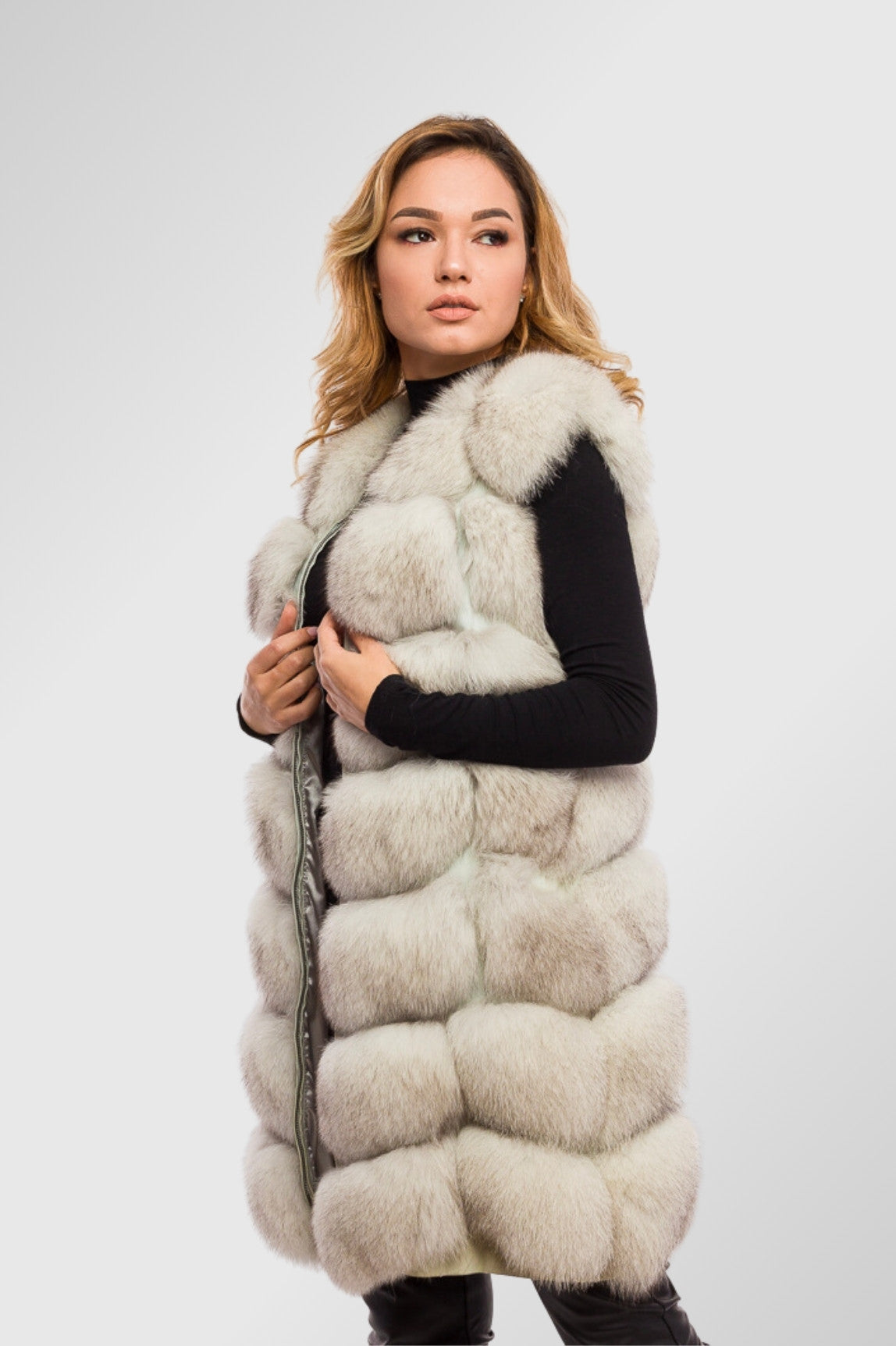 Vestă din Blană Naturală de Vulpe, Femei, Natural 327