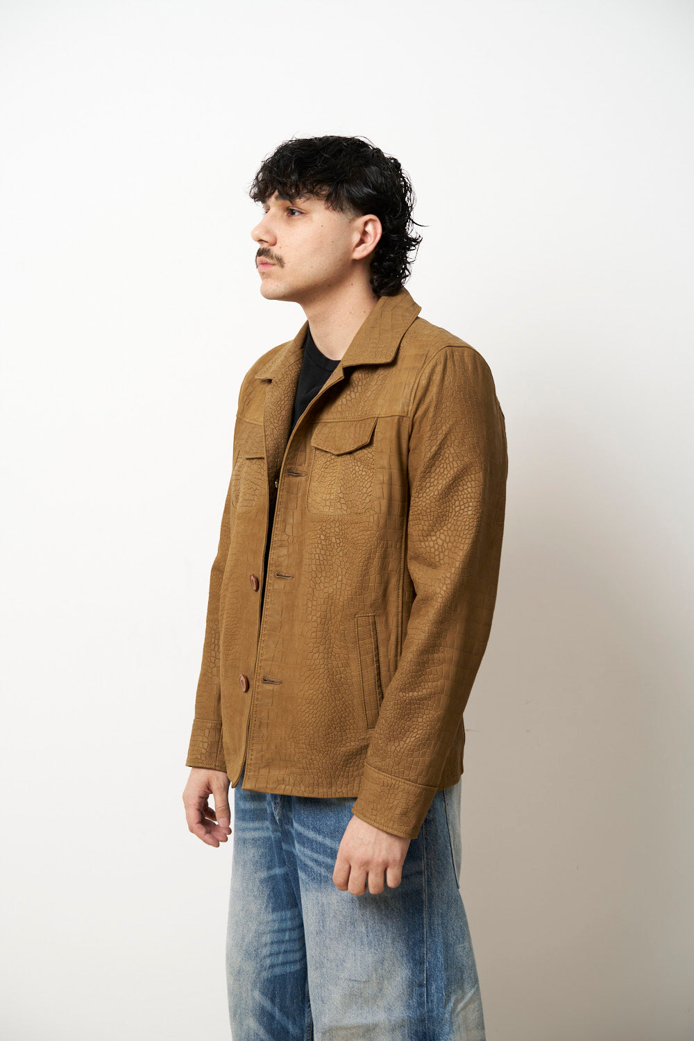 Geacă din Piele Naturală pentru Bărbați, Camel Bej, Mareus