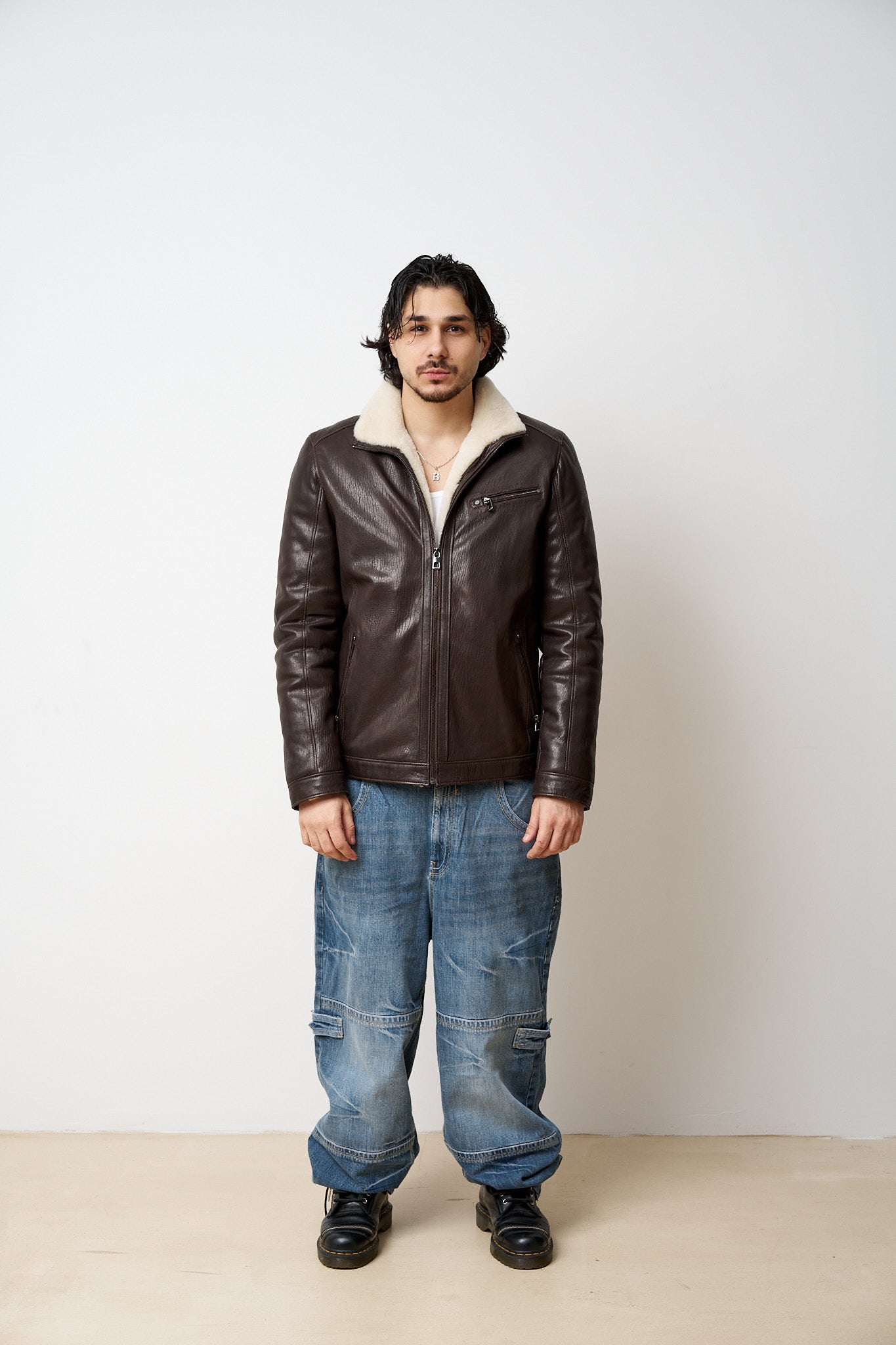 Geacă Din Piele Naturală Jumbo Îmblănită, Maro, Mareus