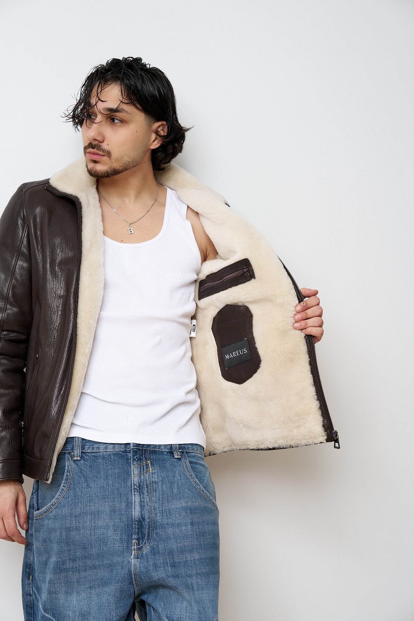 Geacă Din Piele Naturală Jumbo Îmblănită, Maro, Mareus