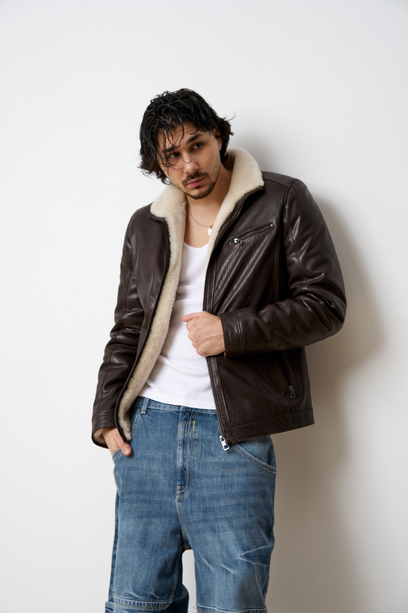 Geacă Din Piele Naturală Jumbo Îmblănită, Maro, Mareus