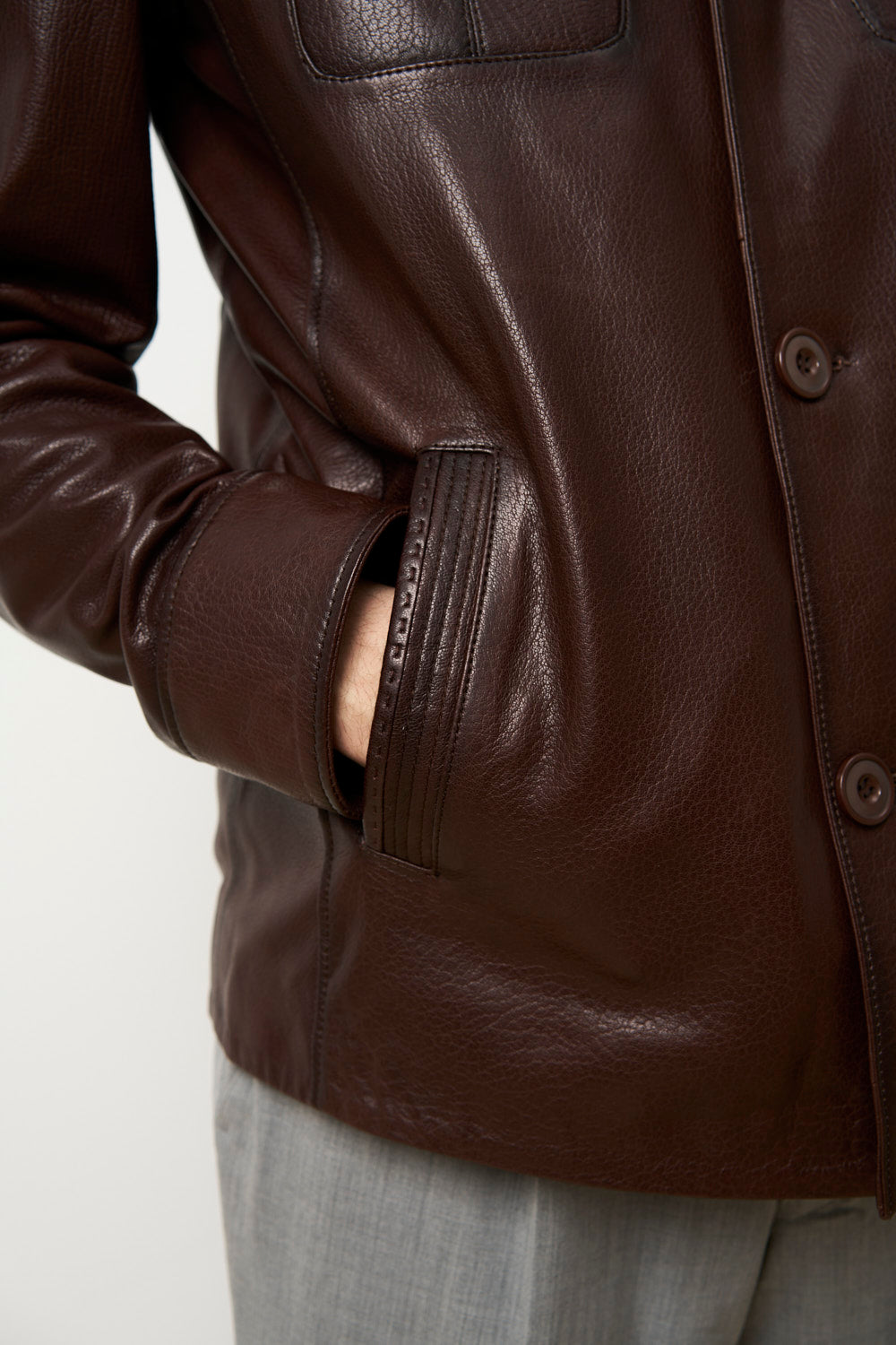 Geacă din Piele Naturală Jumbo pentru Bărbați, Maro, Mareus