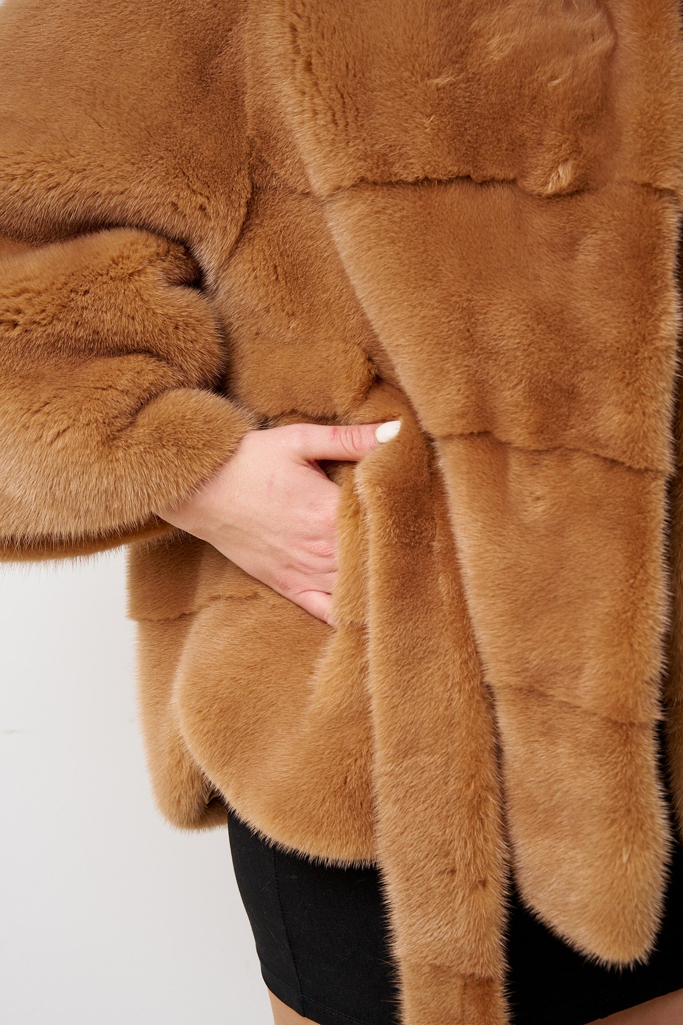 Haina din blana naturala vizon, cu cordon, Maro, Femei, Mareus