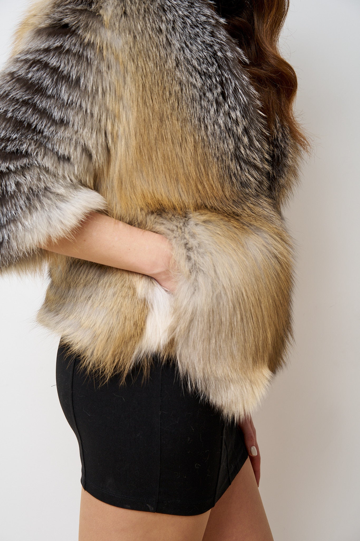 haina blana naturala vulpe, scurta, gold, mareus