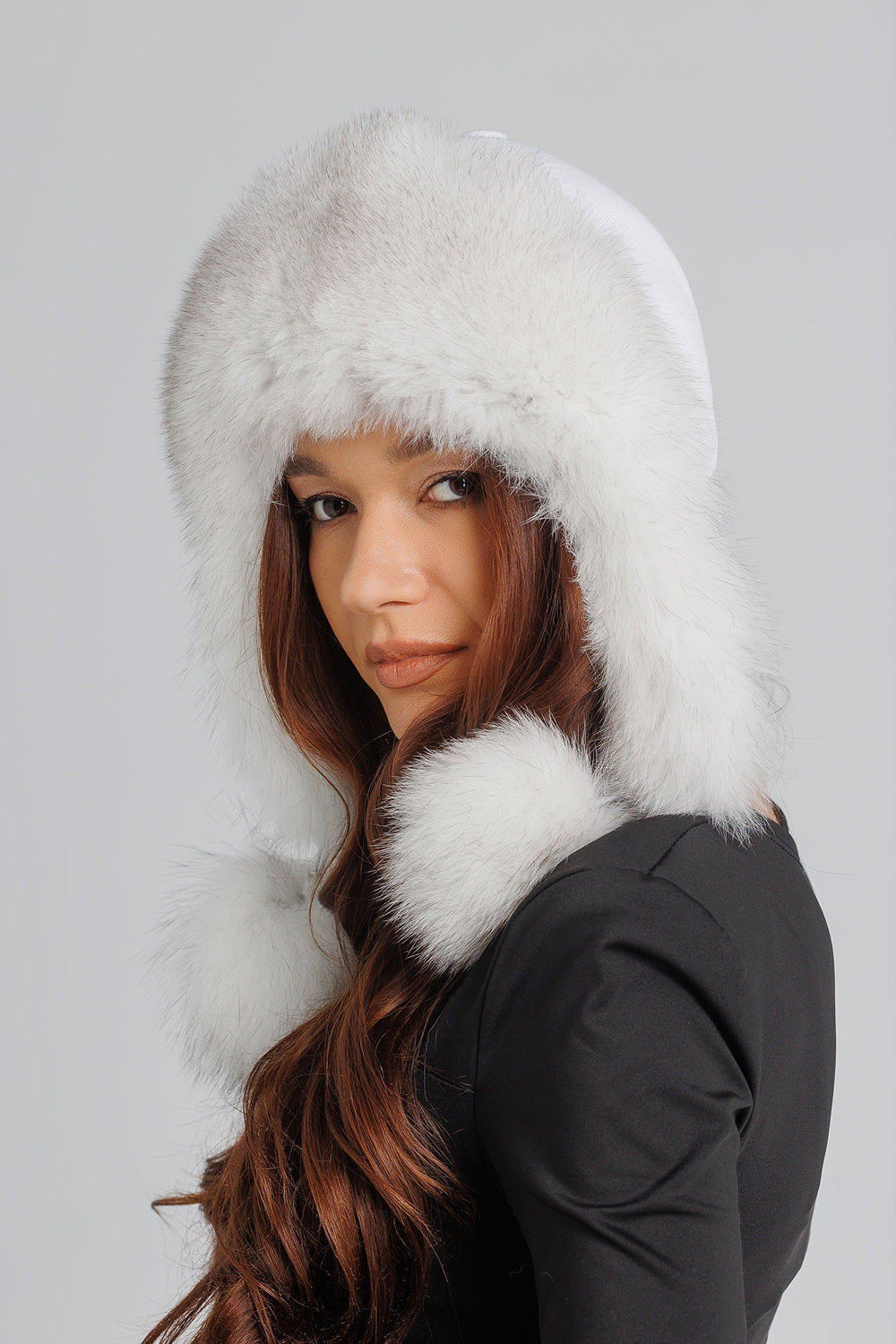 Natural Fox Fur Hat, Women, Natural MAREUS