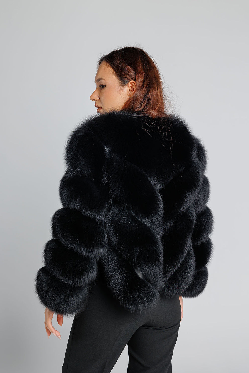 Natural Fox Fur Coat, V Model, Convertible, Women, Diamond 351