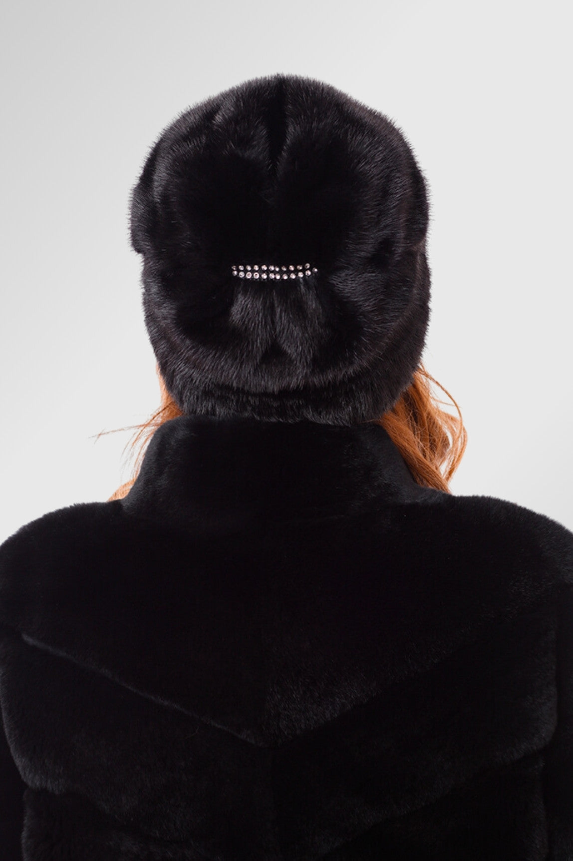 Natural Mink Fur Hat, Women, Obsidian