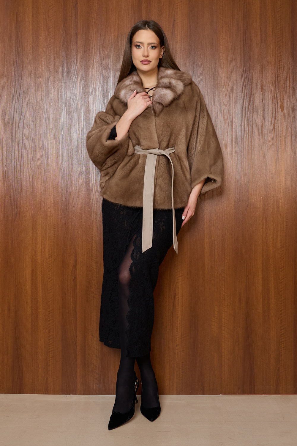 capa maro din blana naturala de vizon cu guler, Mareus