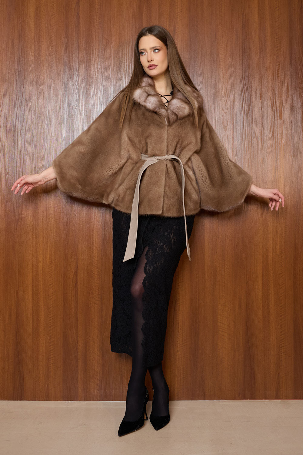 capa maro din blana naturala de vizon cu guler, Mareus