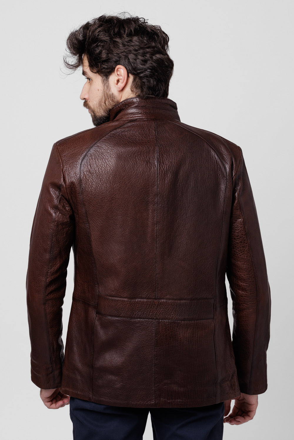Natural Leather Jumbo Jacket, Men, Chocolate