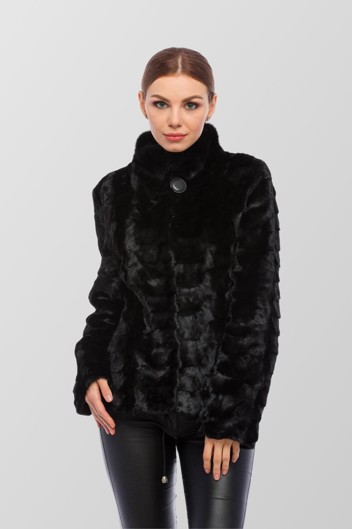 Natural Mink Fur Coat, Women, Obsidian